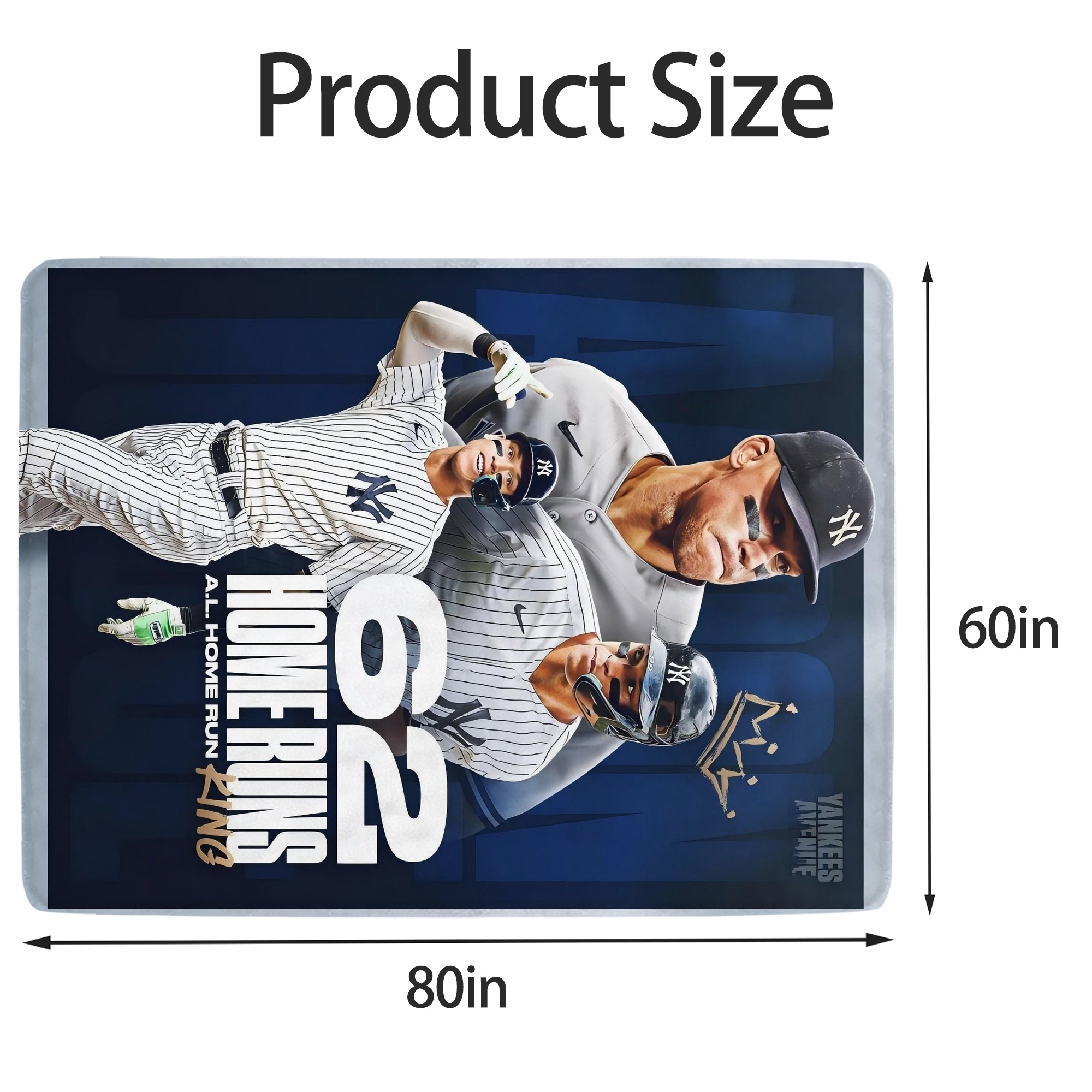 Aaron Judge 62 Home Runs AL Home Run King Soft Fleece Throw Blanket 60 X 80 Inch – Super Soft, Lightweight, And Durable – Perfect For Sofa, Bed, Camping, And More – Ideal Gift For Family And Friends