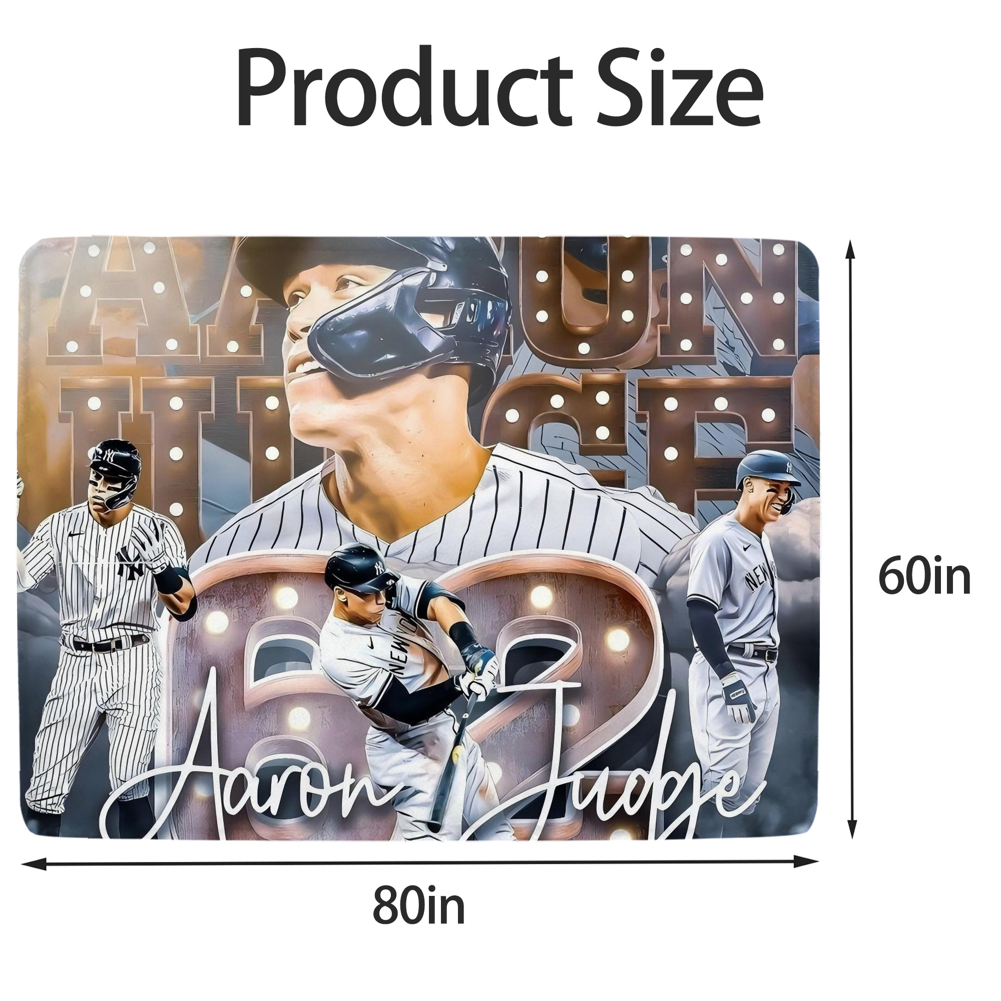 Aaron Judge 62 Home Runs Soft Fleece Throw Blanket 60 X 80 Inch – Super Soft, Lightweight, And Durable – Perfect For Sofa, Bed, Camping, And More – Ideal Gift For Family And Friends