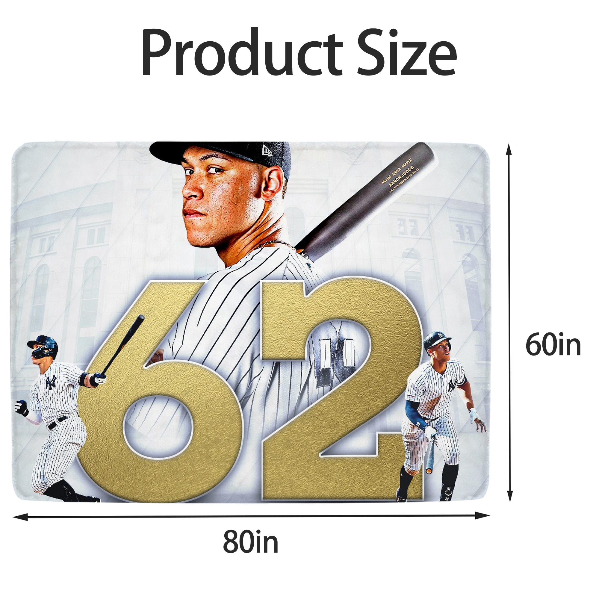 aaron judge 62nd home run Soft Fleece Throw Blanket 60 X 80 Inch – Super Soft, Lightweight, And Durable – Perfect For Sofa, Bed, Camping, And More – Ideal Gift For Family And Friends