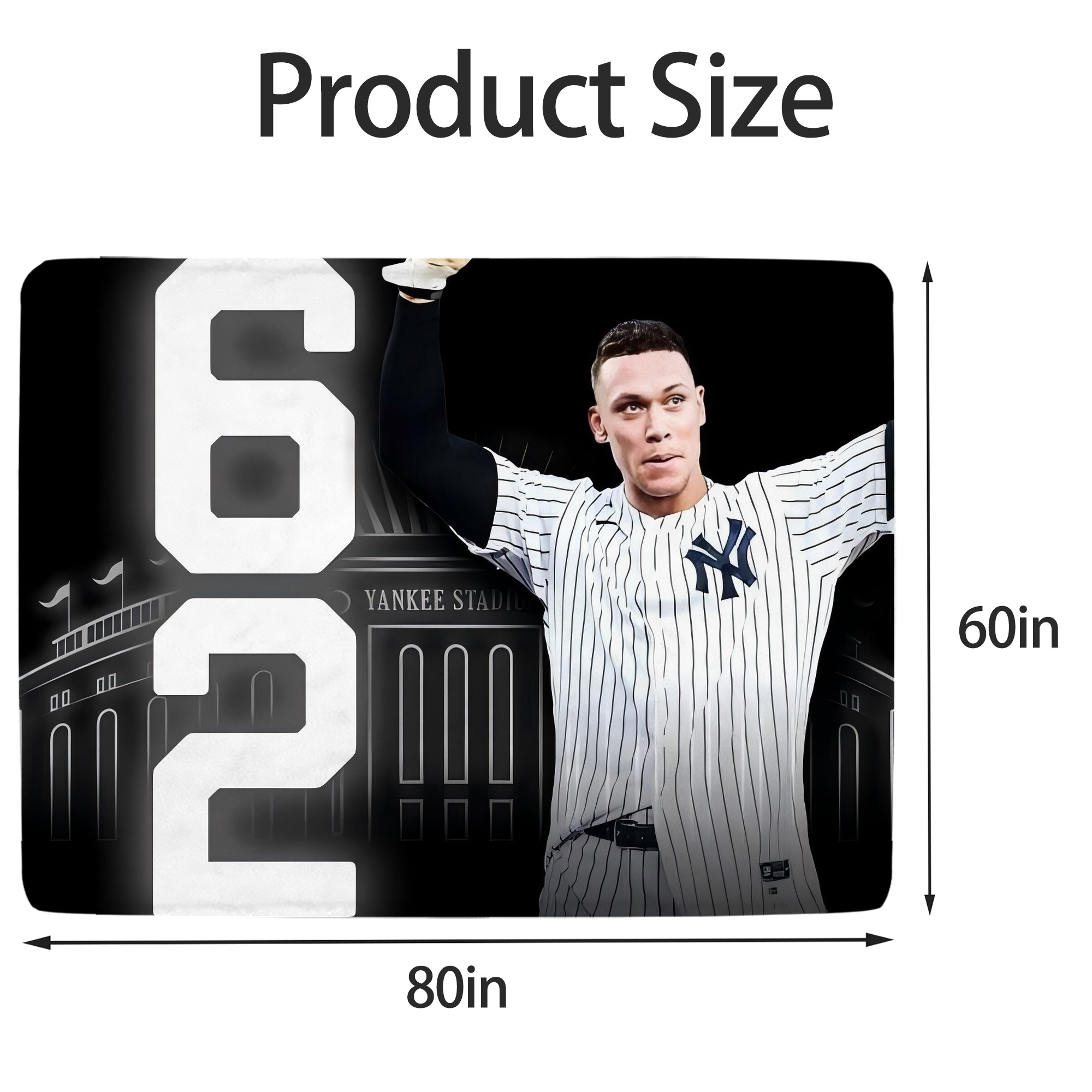 Aaron Judge 62nd Home Run Soft Fleece Throw Blanket 60 X 80 Inch – Super Soft, Lightweight, And Durable – Perfect For Sofa, Bed, Camping, And More – Ideal Gift For Family And Friends