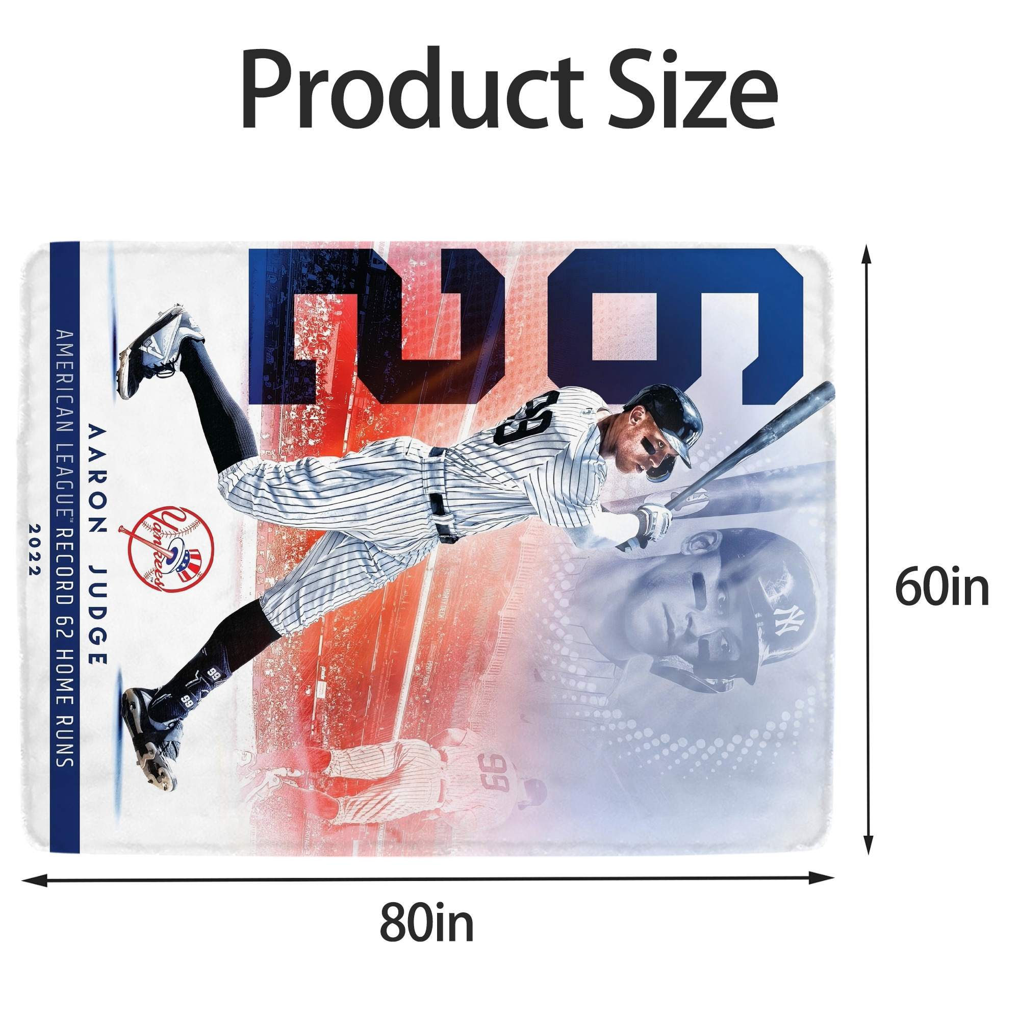 Aaron Judge 62nd Home Run Soft Fleece Throw Blanket 60 X 80 Inch – Super Soft, Lightweight, And Durable – Perfect For Sofa, Bed, Camping, And More – Ideal Gift For Family And Friends