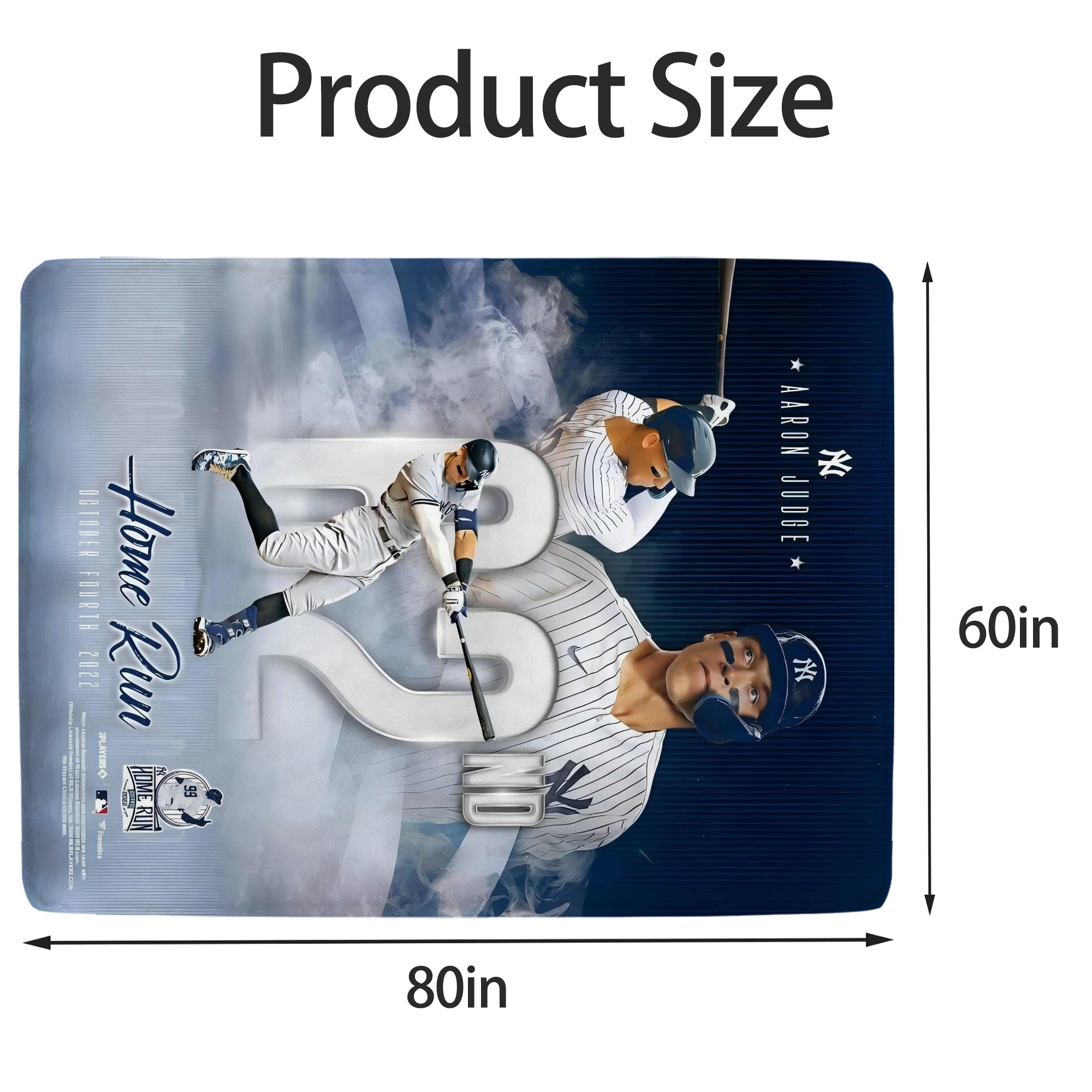 Aaron Judge 62nd Home Run 10.4.2022 Soft Fleece Throw Blanket 60 X 80 Inch – Super Soft, Lightweight, And Durable – Perfect For Sofa, Bed, Camping, And More – Ideal Gift For Family And Friends
