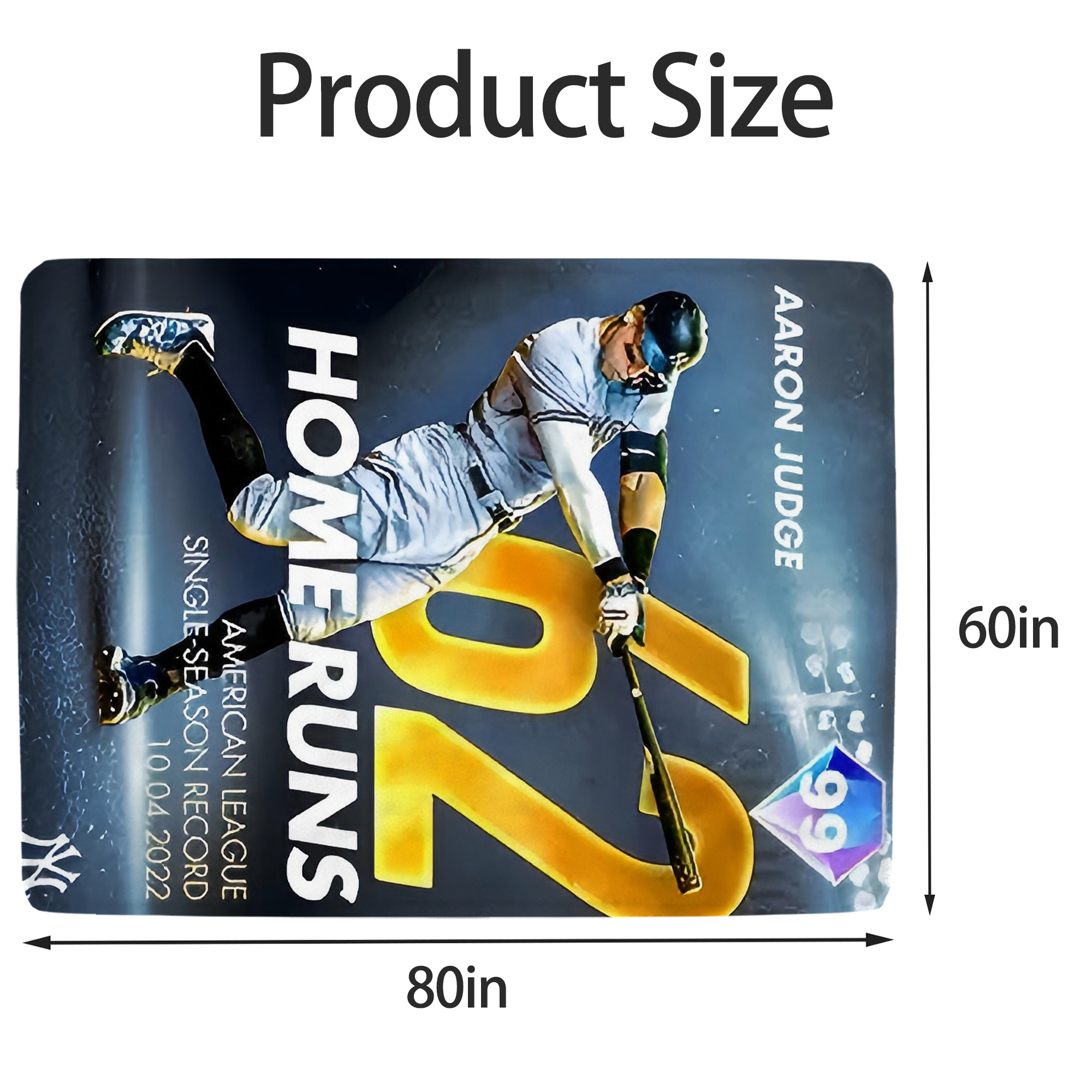Aaron Judge 62nd Home Run Milestone Soft Fleece Throw Blanket 60 X 80 Inch – Super Soft, Lightweight, And Durable – Perfect For Sofa, Bed, Camping, And More – Ideal Gift For Family And Friends