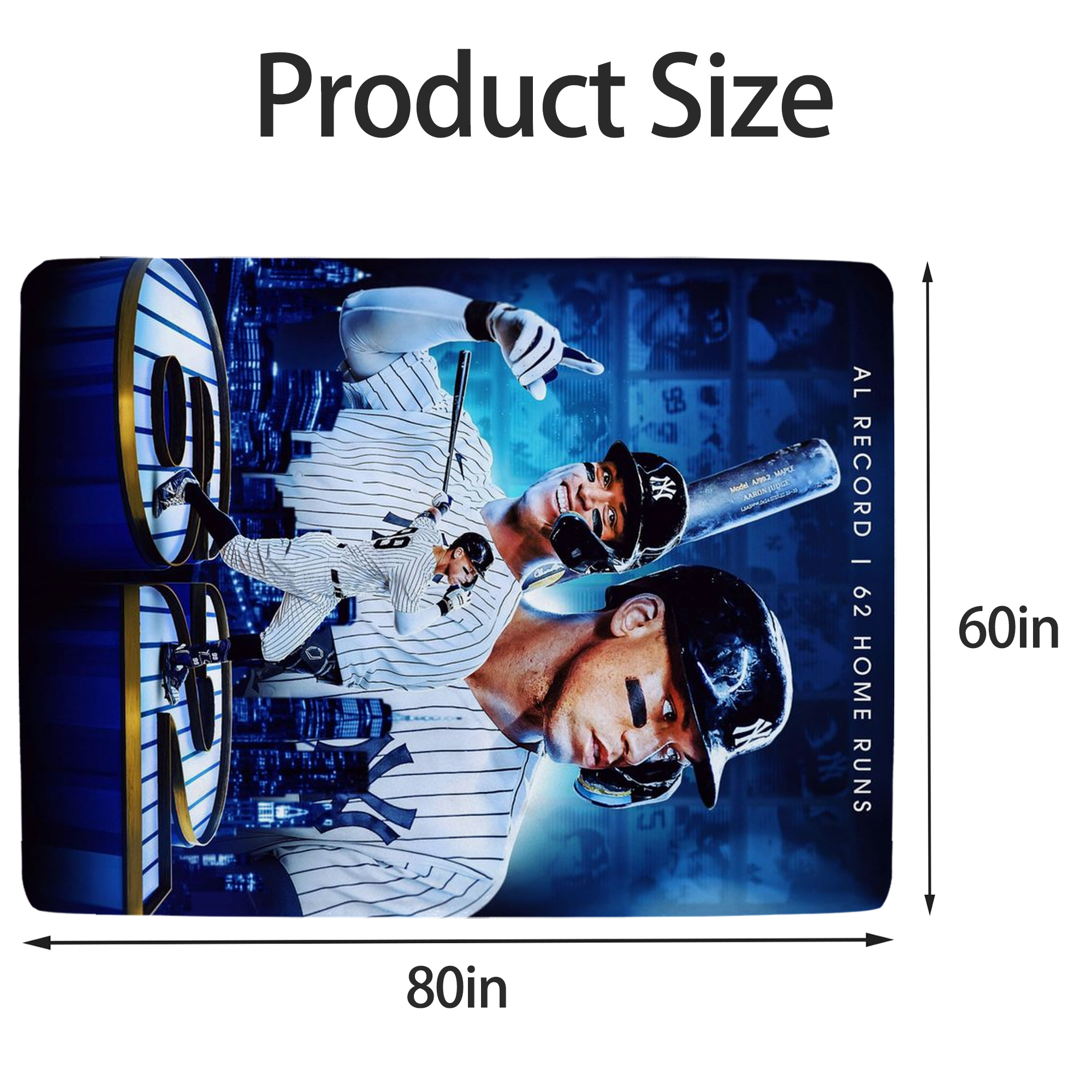 Aaron Judge AL Record 62 Home Runs Soft Fleece Throw Blanket 60 X 80 Inch – Super Soft, Lightweight, And Durable – Perfect For Sofa, Bed, Camping, And More – Ideal Gift For Family And Friends