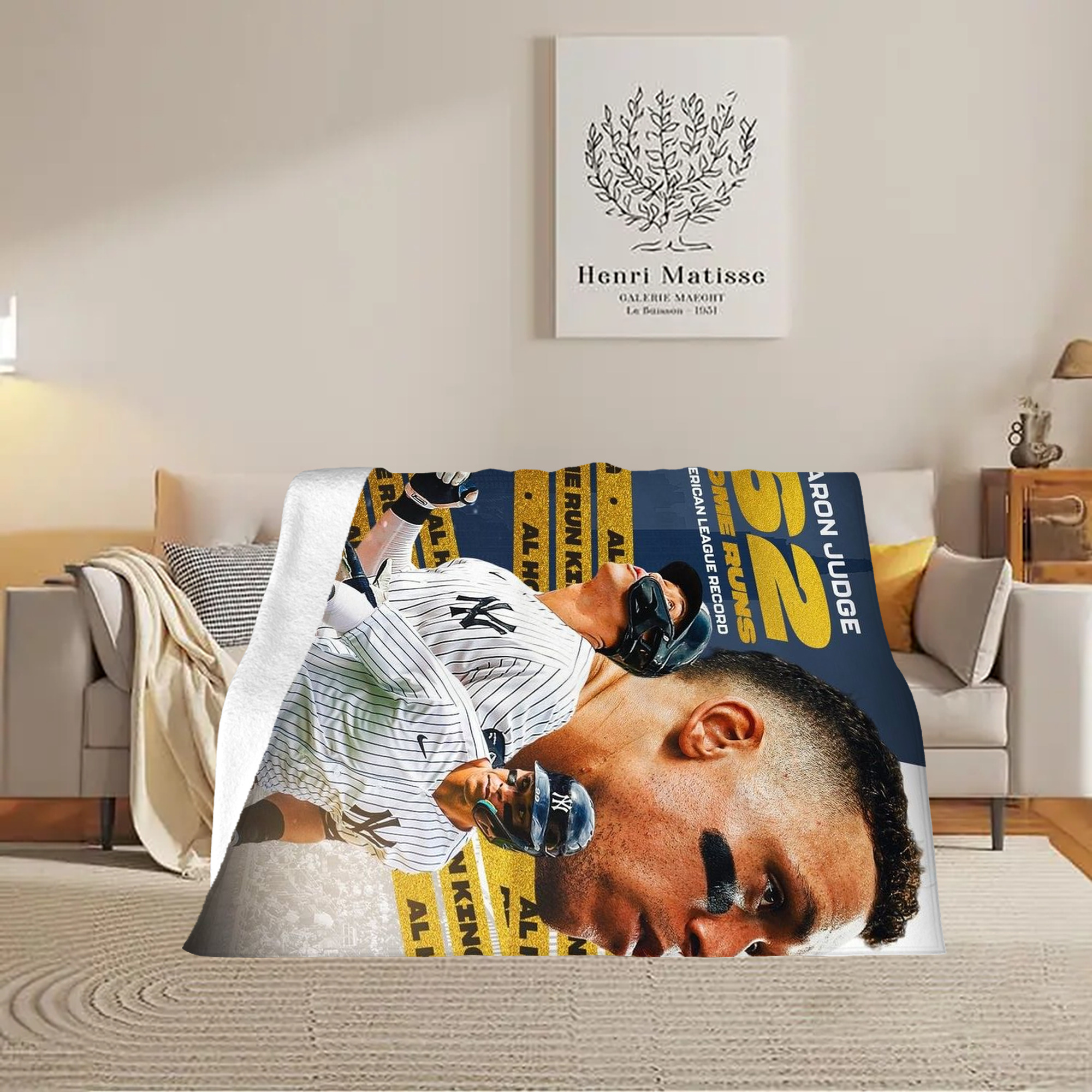 Aaron Judge  62 Home Runs AL Record Soft Fleece Throw Blanket 60 X 80 Inch – Super Soft, Lightweight, And Durable – Perfect For Sofa, Bed, Camping, And More – Ideal Gift For Family And Friends