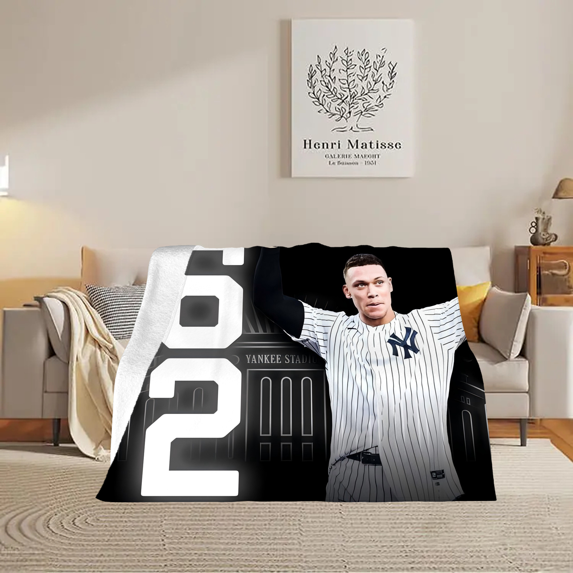 Aaron Judge 62nd Home Run Soft Fleece Throw Blanket 60 X 80 Inch – Super Soft, Lightweight, And Durable – Perfect For Sofa, Bed, Camping, And More – Ideal Gift For Family And Friends