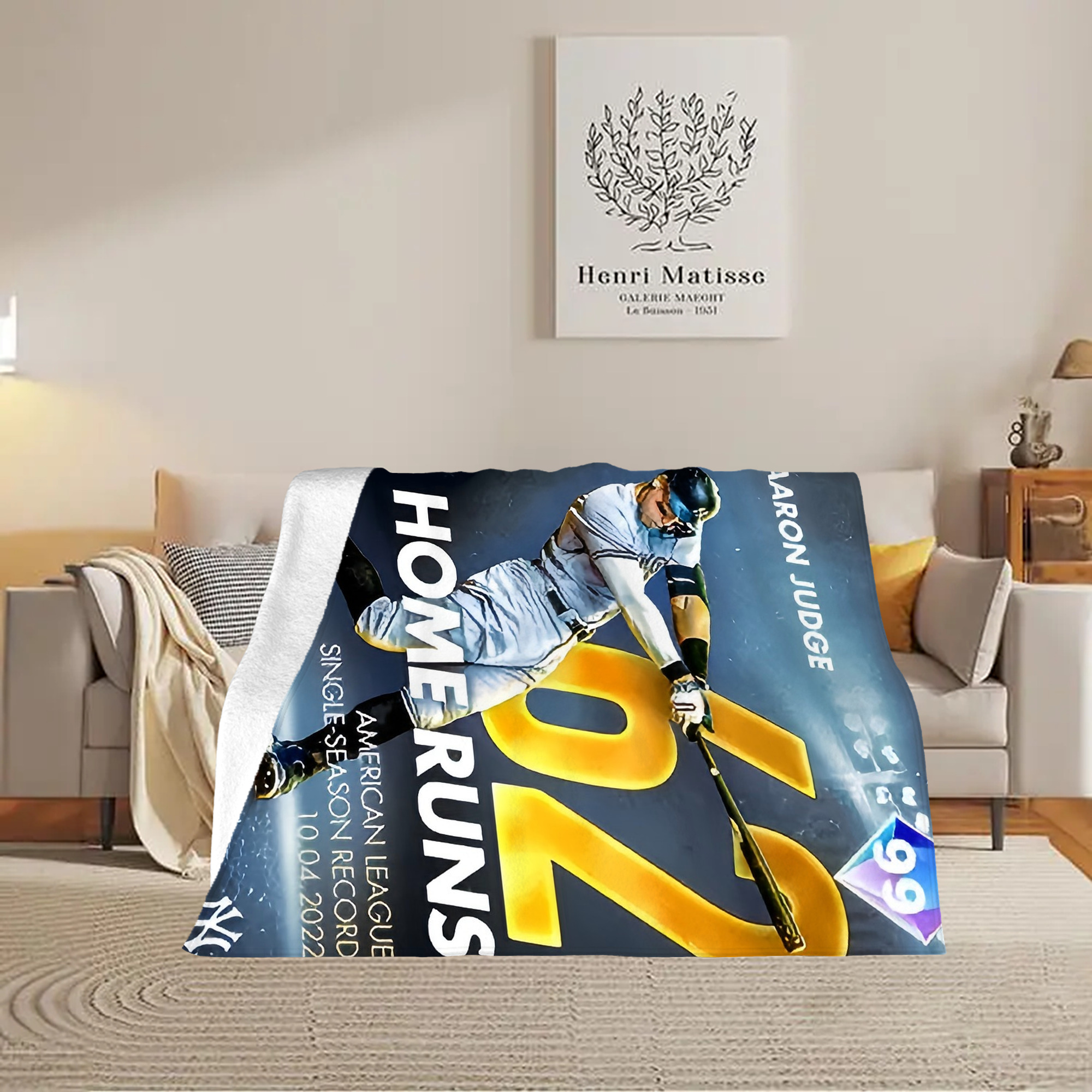 Aaron Judge 62nd Home Run Milestone Soft Fleece Throw Blanket 60 X 80 Inch – Super Soft, Lightweight, And Durable – Perfect For Sofa, Bed, Camping, And More – Ideal Gift For Family And Friends