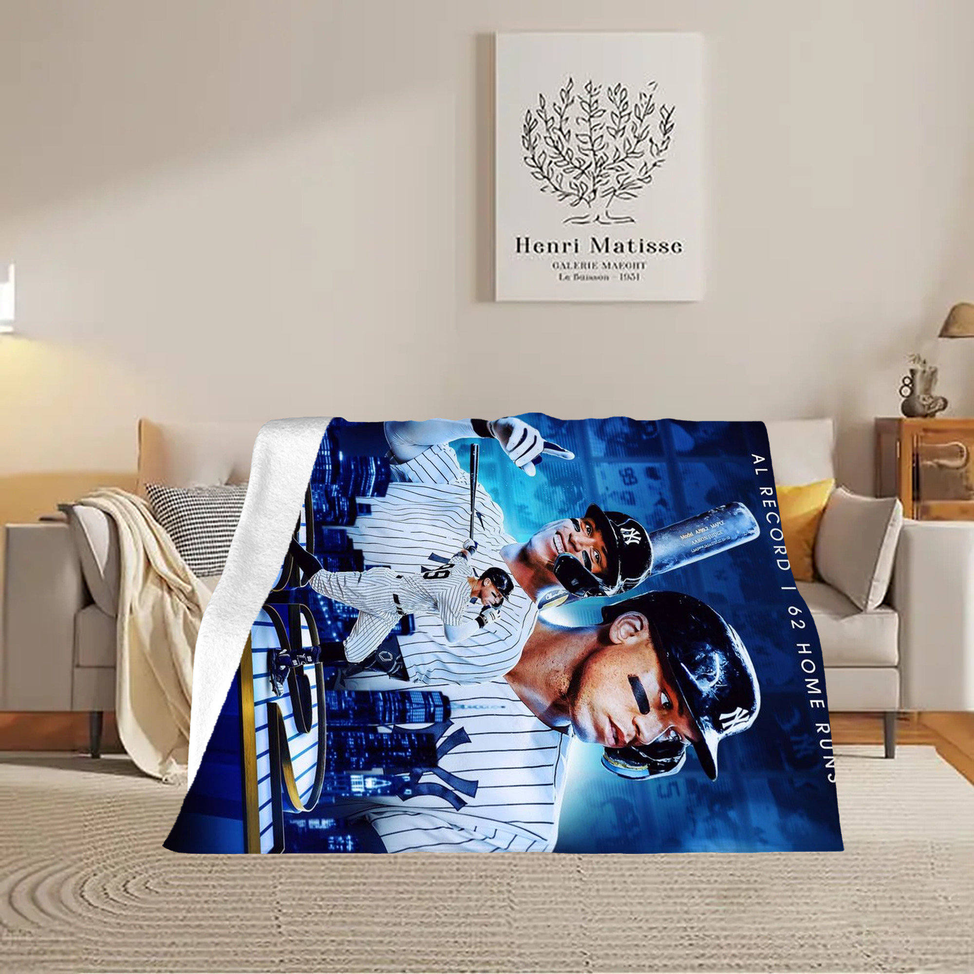 Aaron Judge AL Record 62 Home Runs Soft Fleece Throw Blanket 60 X 80 Inch – Super Soft, Lightweight, And Durable – Perfect For Sofa, Bed, Camping, And More – Ideal Gift For Family And Friends