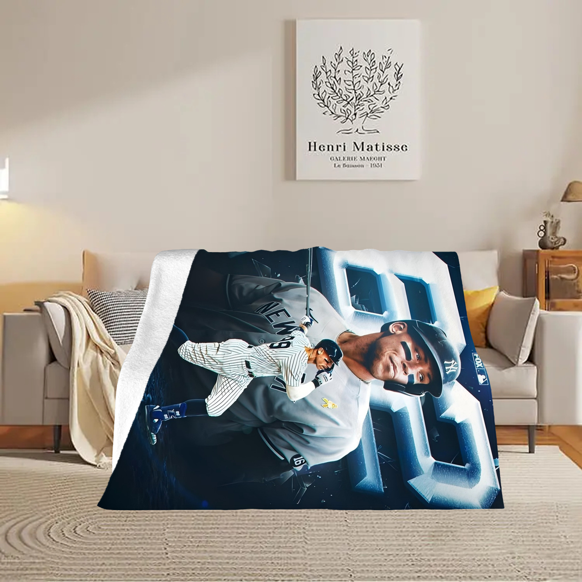 Aaron Judge AL Single Season 62  Home Run Record Soft Fleece Throw Blanket 60 X 80 Inch – Super Soft, Lightweight, And Durable – Perfect For Sofa, Bed, Camping, And More – Ideal Gift For Family And Friends