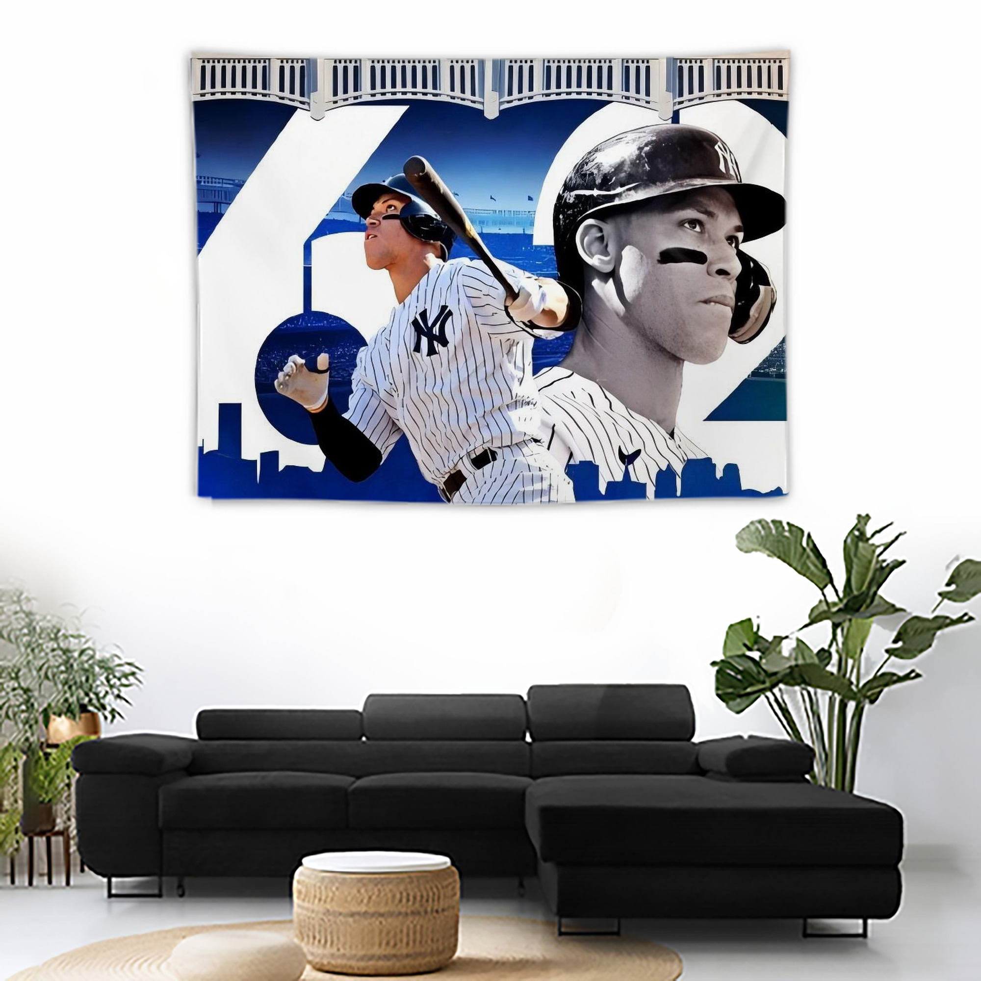 Aaron Judge 62 Home Runs Wall Tapestry For Bedroom Aesthetic – Boho Style Polyester Fabric Wall Hanging With Hooks – 60 X 90 Inch Large Size, Lightweight, Durable, Easy To Hang