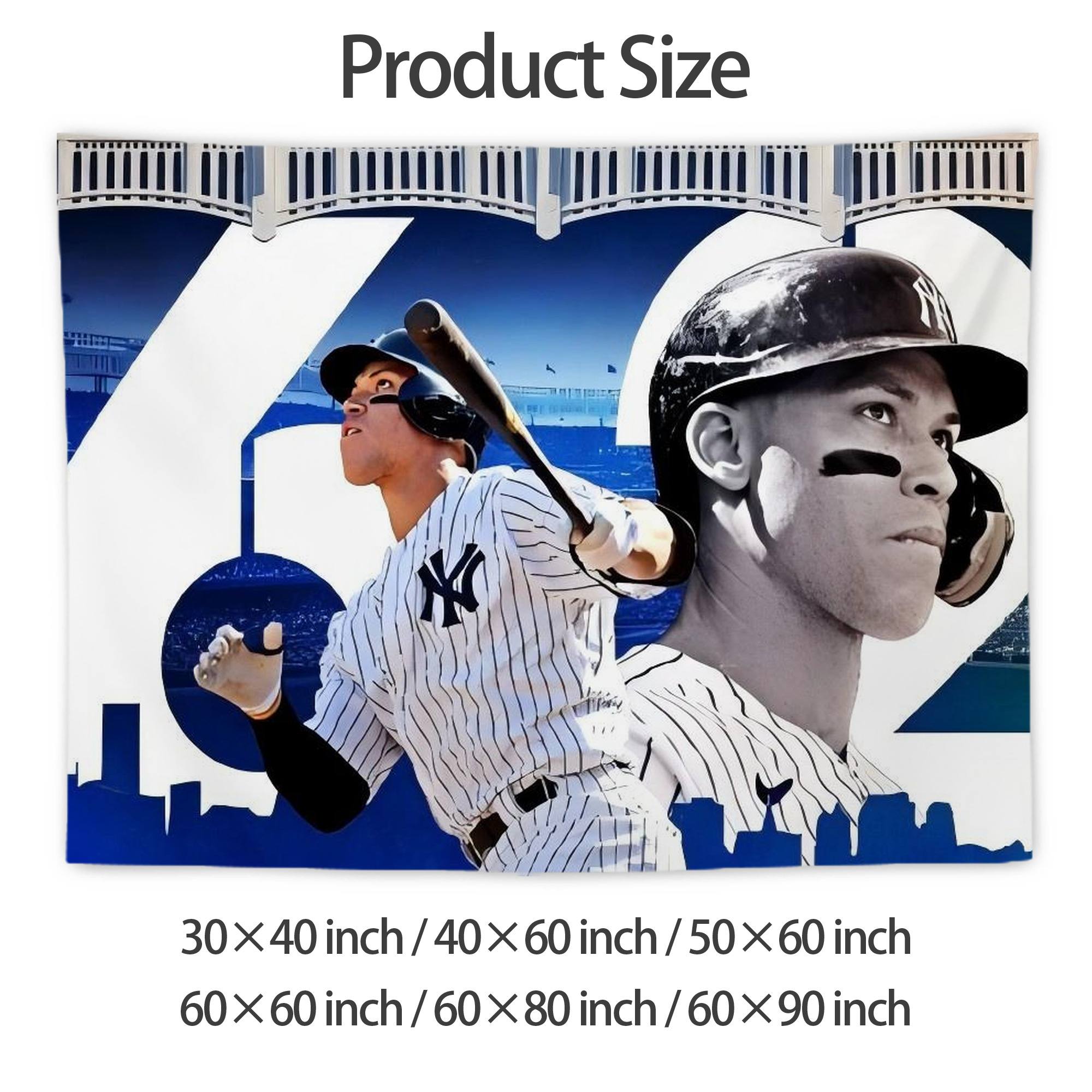 Aaron Judge 62 Home Runs Wall Tapestry For Bedroom Aesthetic – Boho Style Polyester Fabric Wall Hanging With Hooks – 60 X 90 Inch Large Size, Lightweight, Durable, Easy To Hang
