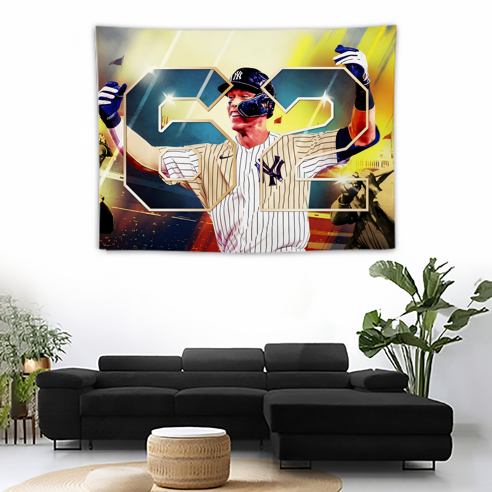 Aaron Judge 62nd Home Run Wall Tapestry For Bedroom Aesthetic – Boho Style Polyester Fabric Wall Hanging With Hooks – 60 X 90 Inch Large Size, Lightweight, Durable, Easy To Hang