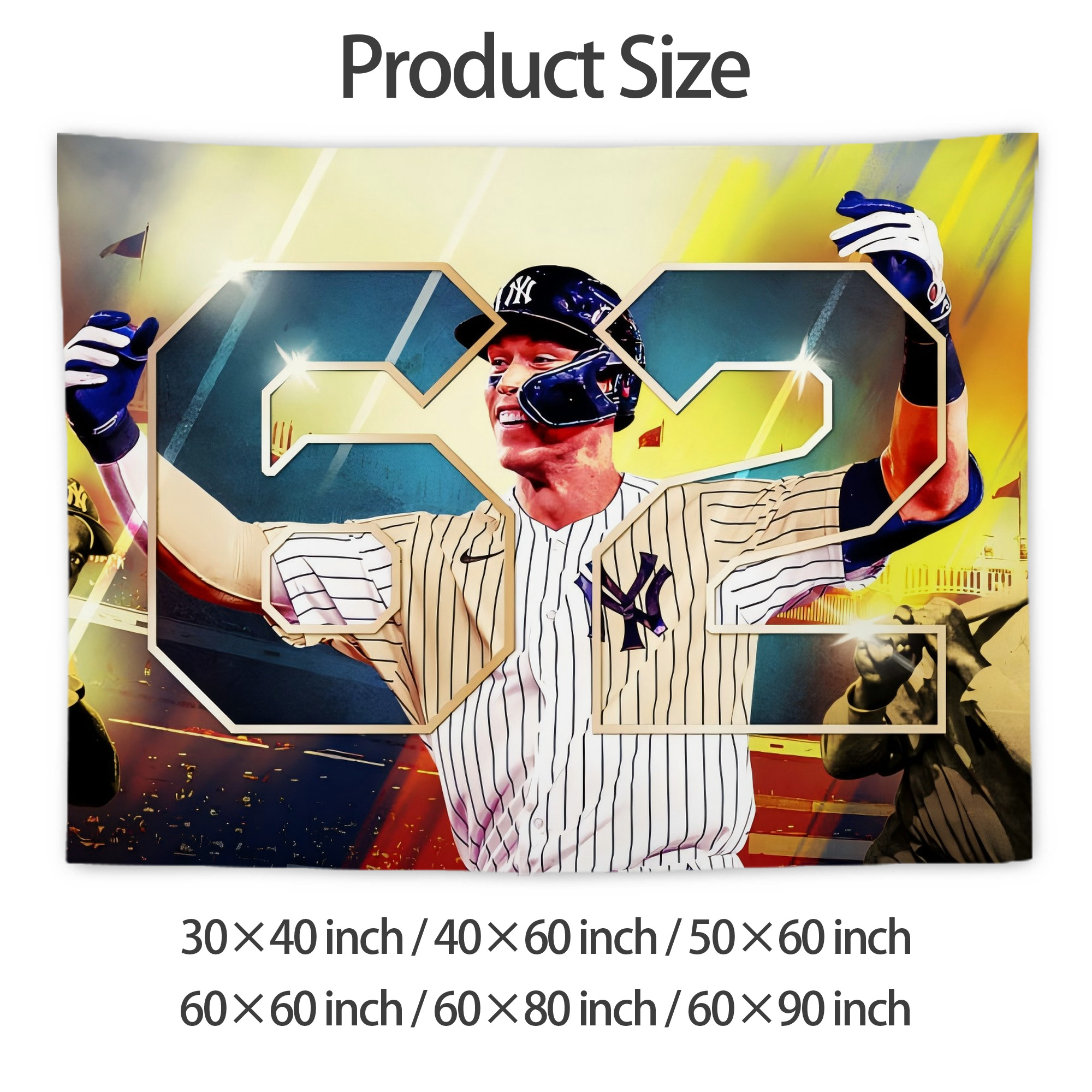 Aaron Judge 62nd Home Run Wall Tapestry For Bedroom Aesthetic – Boho Style Polyester Fabric Wall Hanging With Hooks – 60 X 90 Inch Large Size, Lightweight, Durable, Easy To Hang