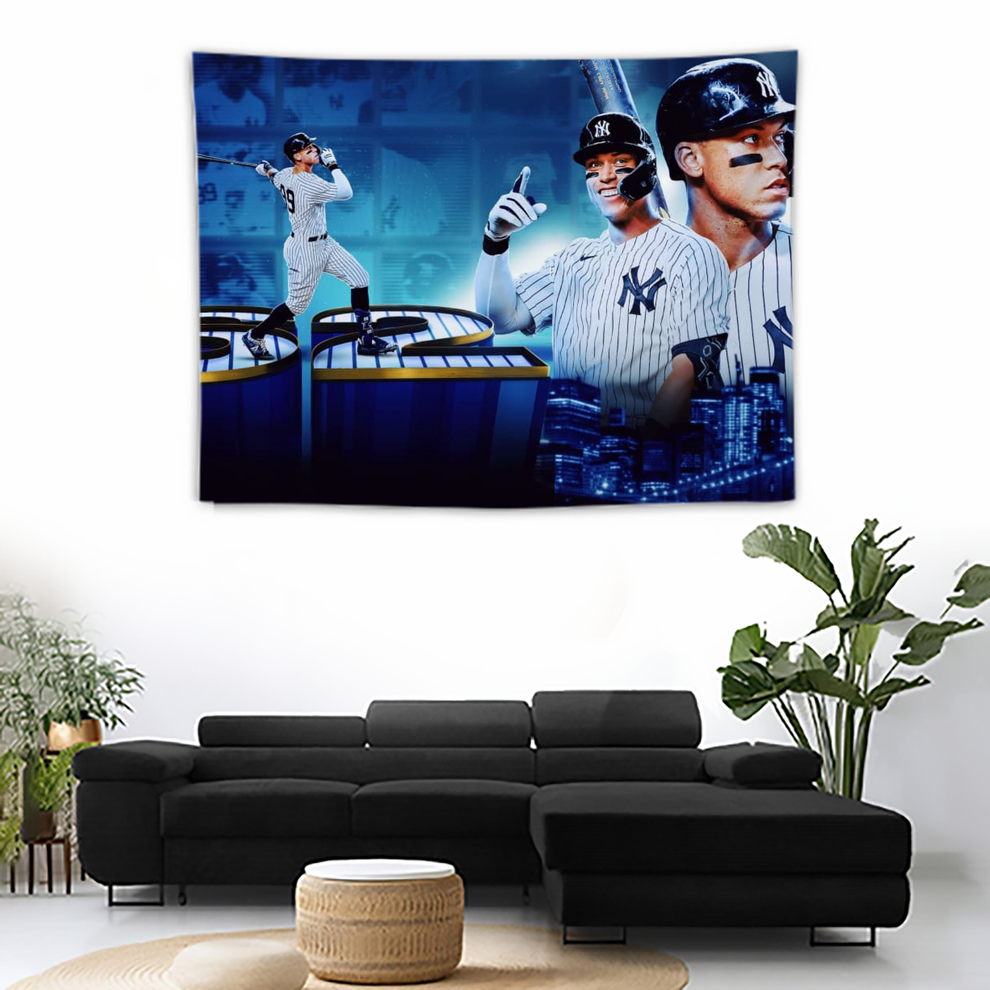 aaron judge 62nd home run Wall Tapestry For Bedroom Aesthetic – Boho Style Polyester Fabric Wall Hanging With Hooks – 60 X 90 Inch Large Size, Lightweight, Durable, Easy To Hang