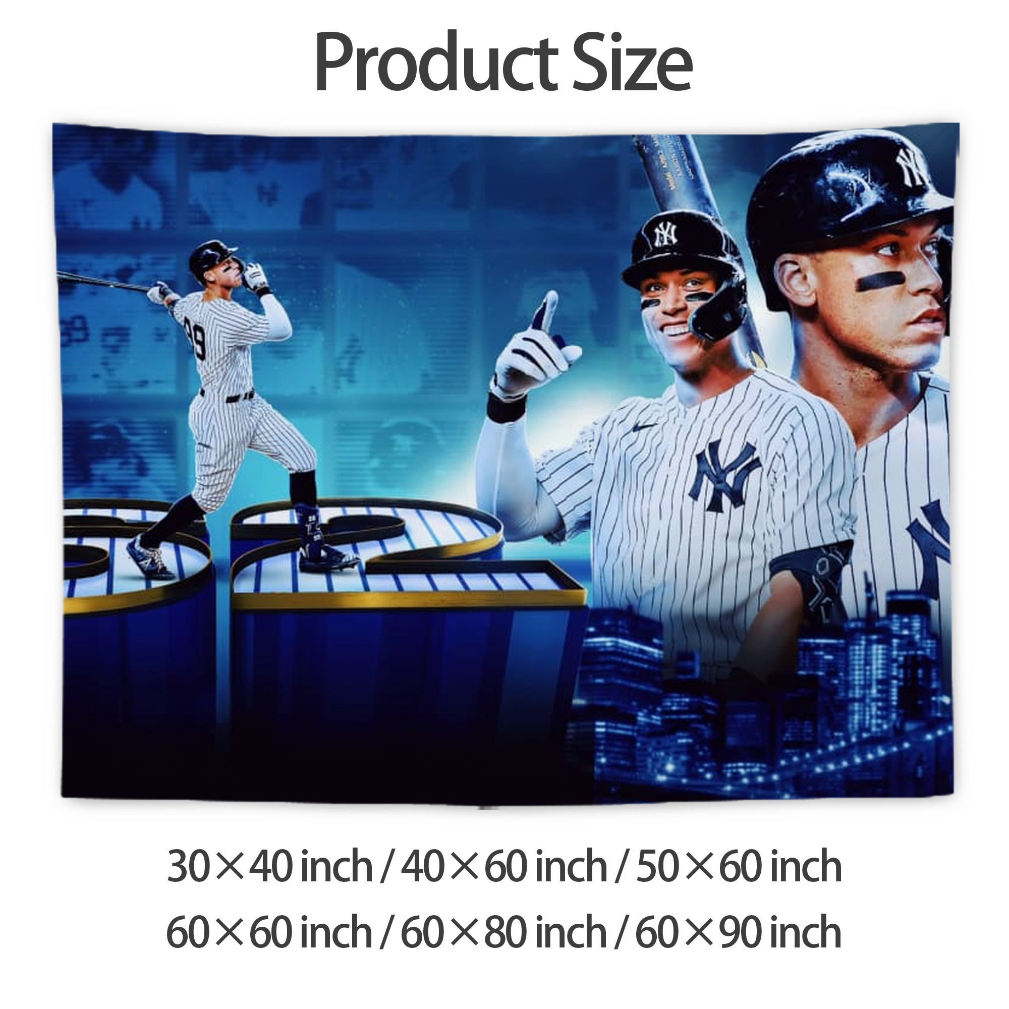 aaron judge 62nd home run Wall Tapestry For Bedroom Aesthetic – Boho Style Polyester Fabric Wall Hanging With Hooks – 60 X 90 Inch Large Size, Lightweight, Durable, Easy To Hang