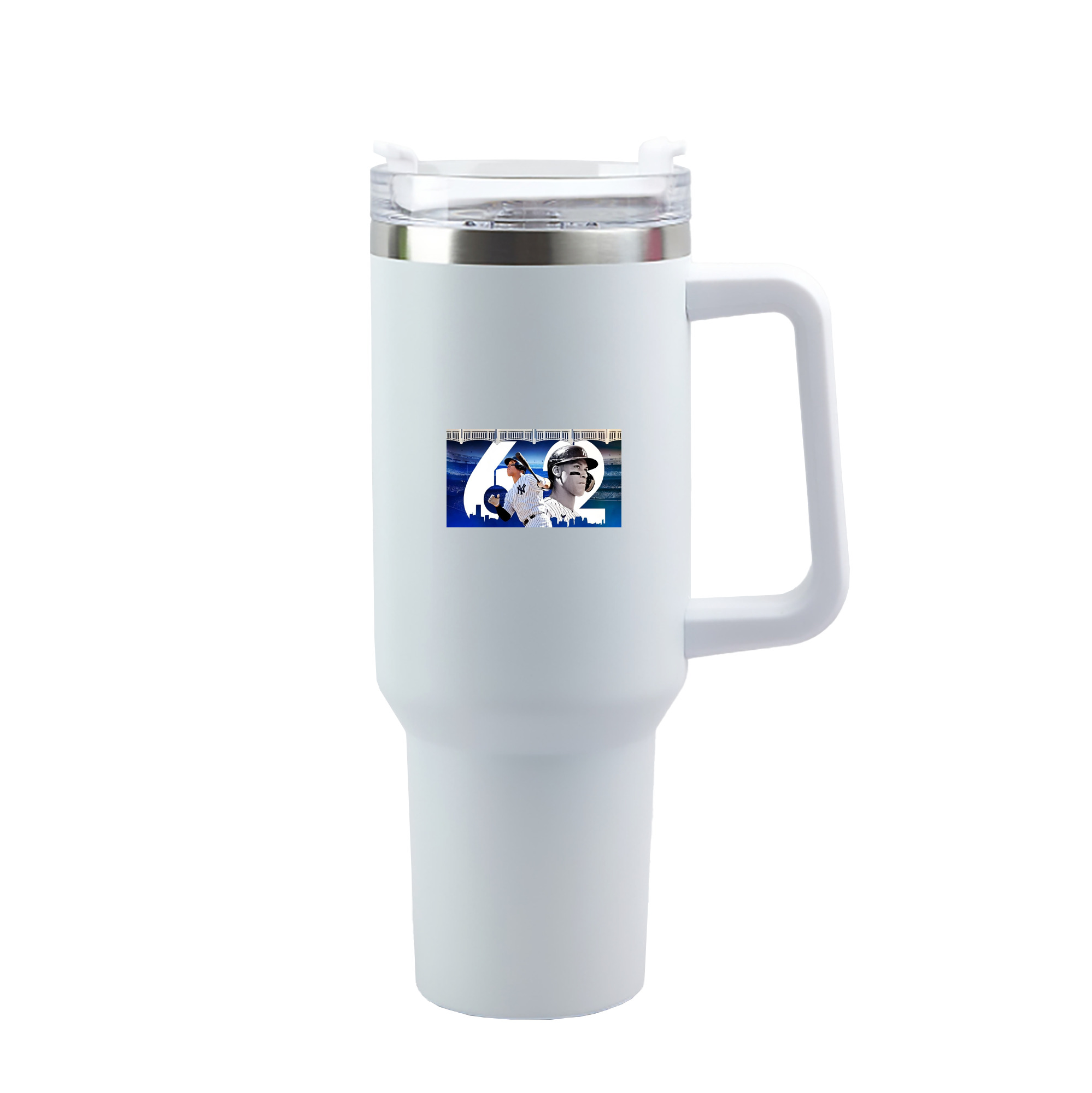 Aaron Judge 62 Home Runs 40oz Handle Car Tumbler – Durable Stainless Steel Travel Mug With UV Print – Double Wall Insulated, Fits Most Car Cup Holders