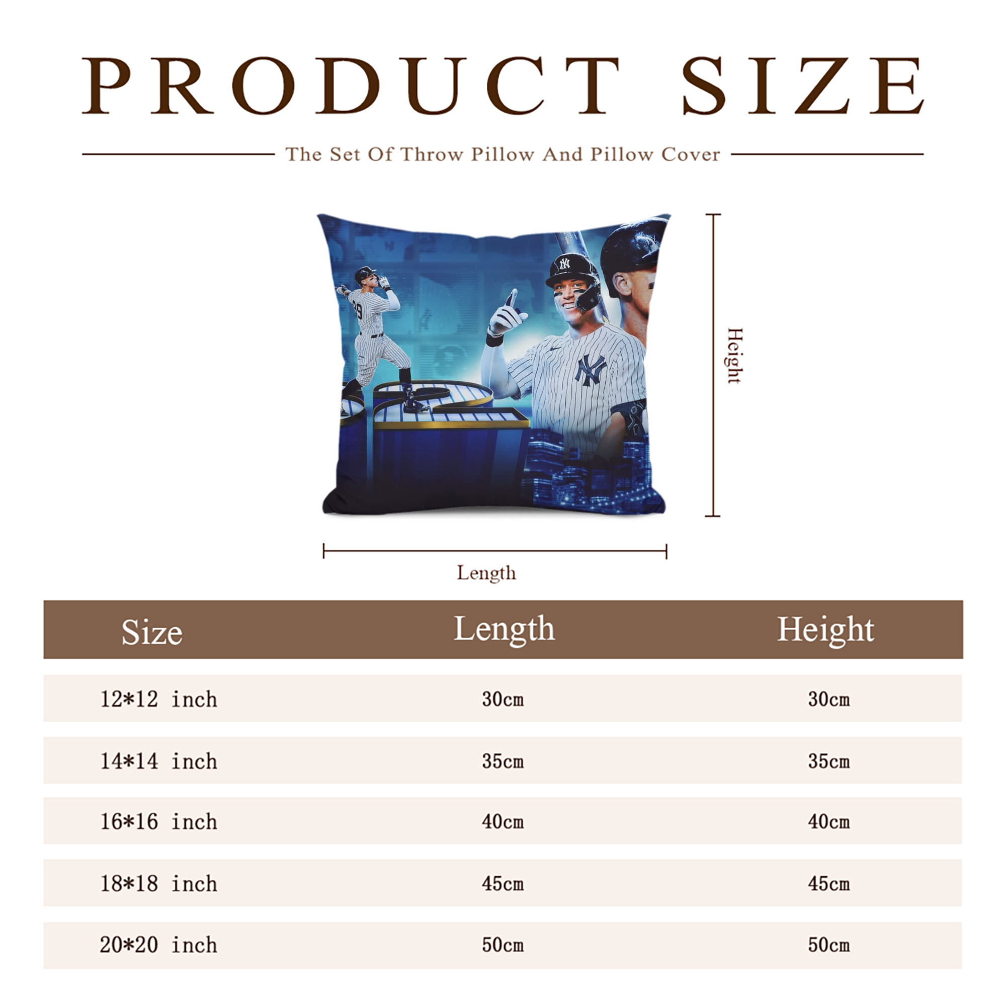 aaron judge 62nd home run Soft Polyester Pillow Cover With Insert – Double-Sided Design, Invisible Zipper, Durable & Breathable – Easy Care Cushion Set