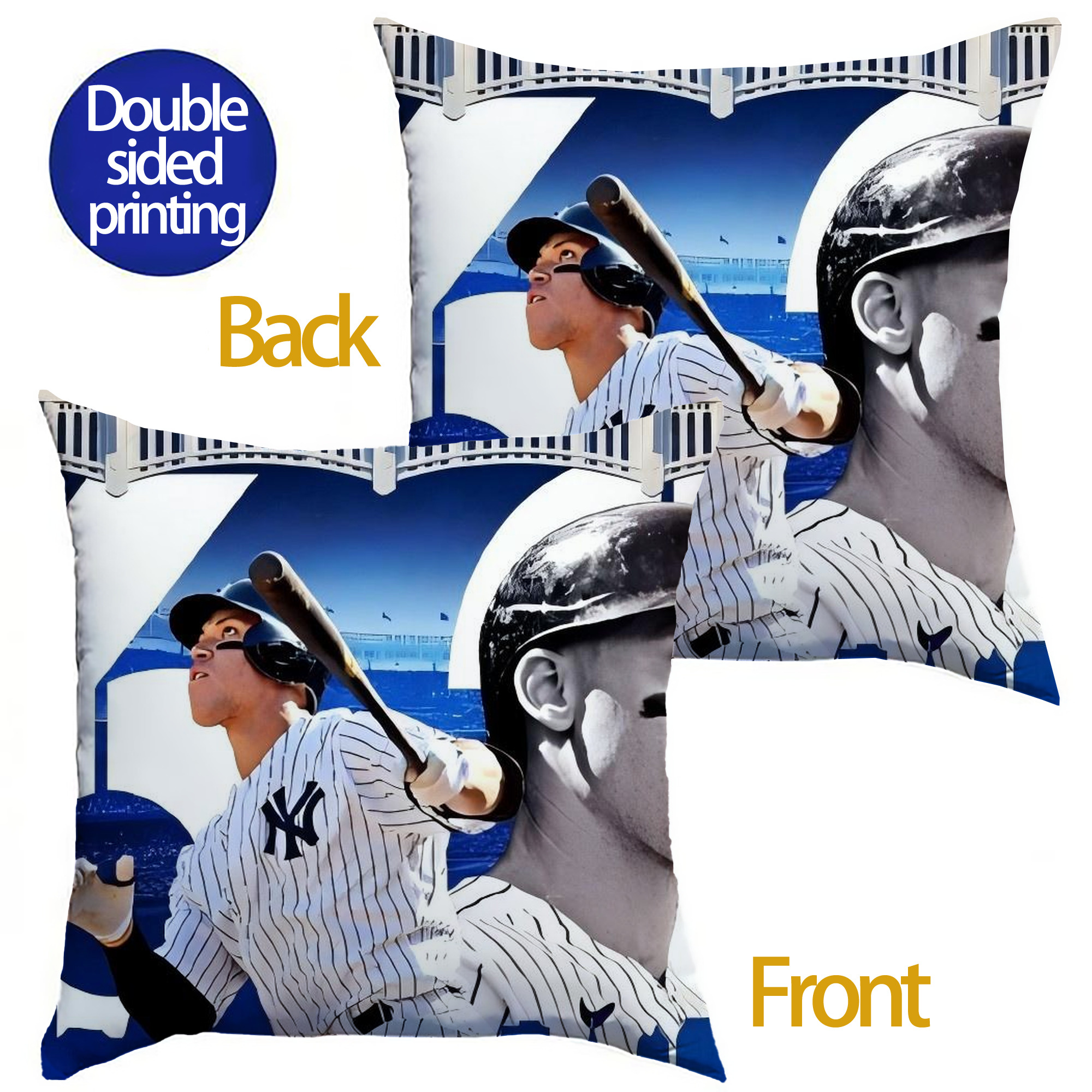 Aaron Judge 62 Home Runs Soft Polyester Pillow Cover With Insert – Double-Sided Design, Invisible Zipper, Durable & Breathable – Easy Care Cushion Set