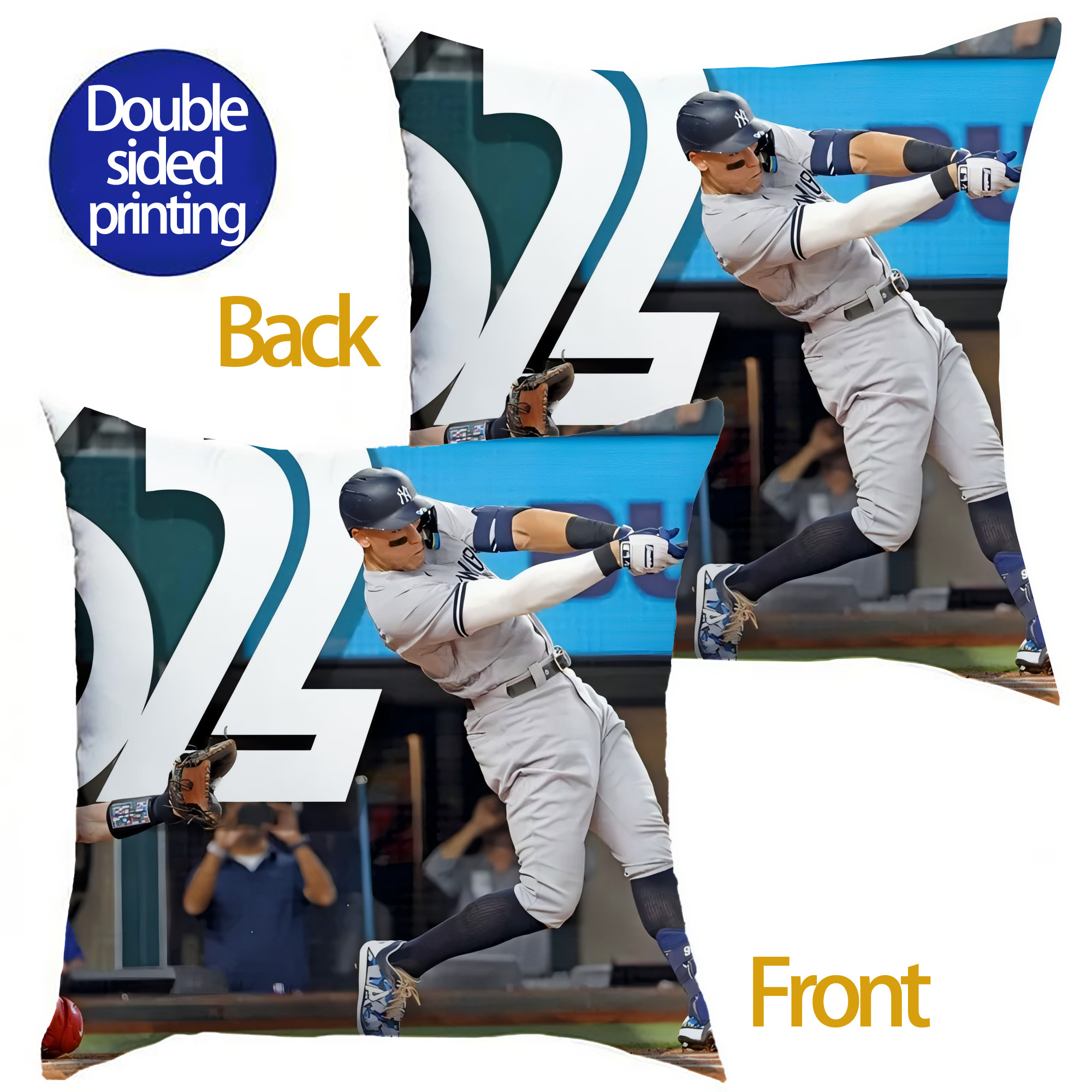 Aaron Judge 62nd Home Run Soft Polyester Pillow Cover With Insert – Double-Sided Design, Invisible Zipper, Durable & Breathable – Easy Care Cushion Set