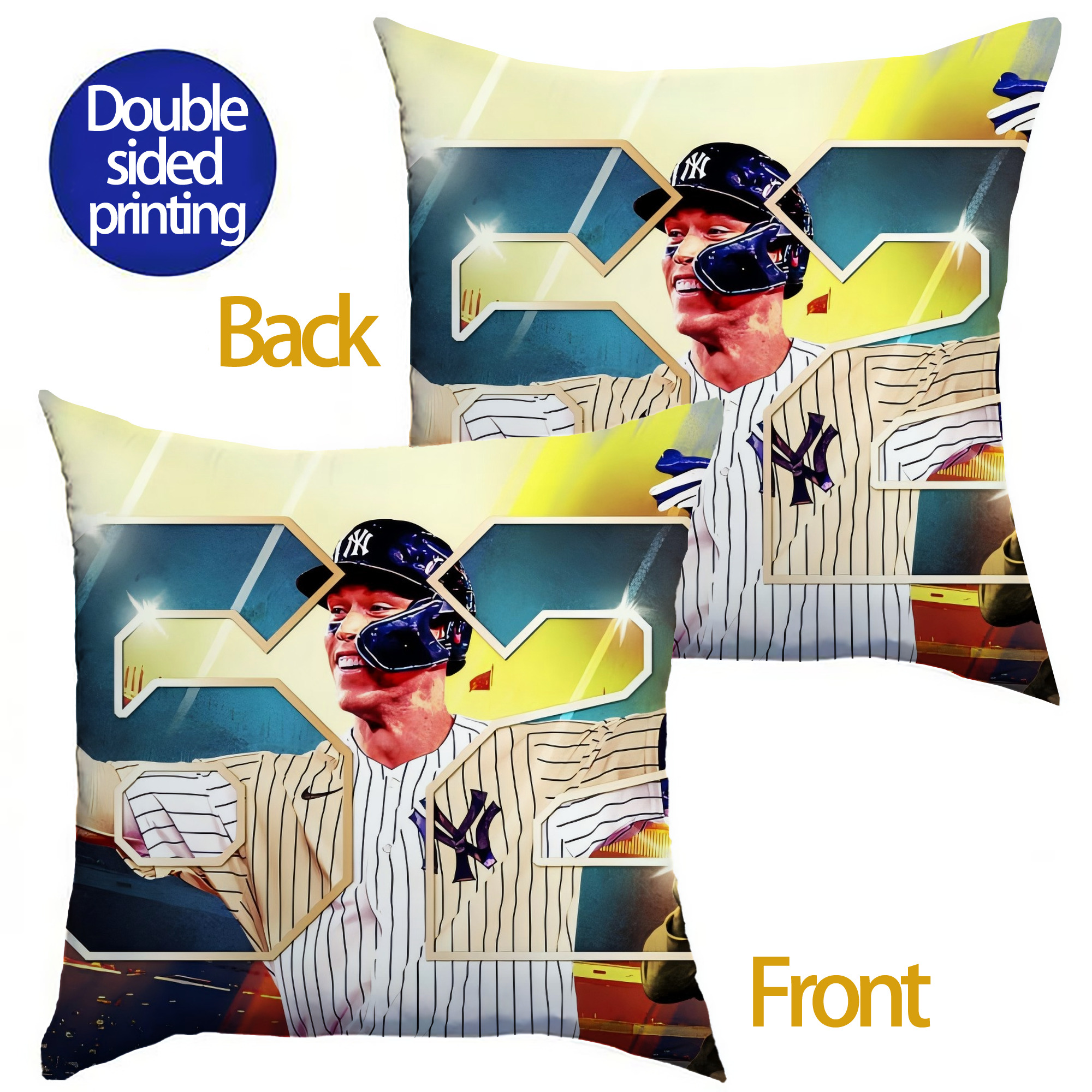 Aaron Judge 62nd Home Run Soft Polyester Pillow Cover With Insert – Double-Sided Design, Invisible Zipper, Durable & Breathable – Easy Care Cushion Set