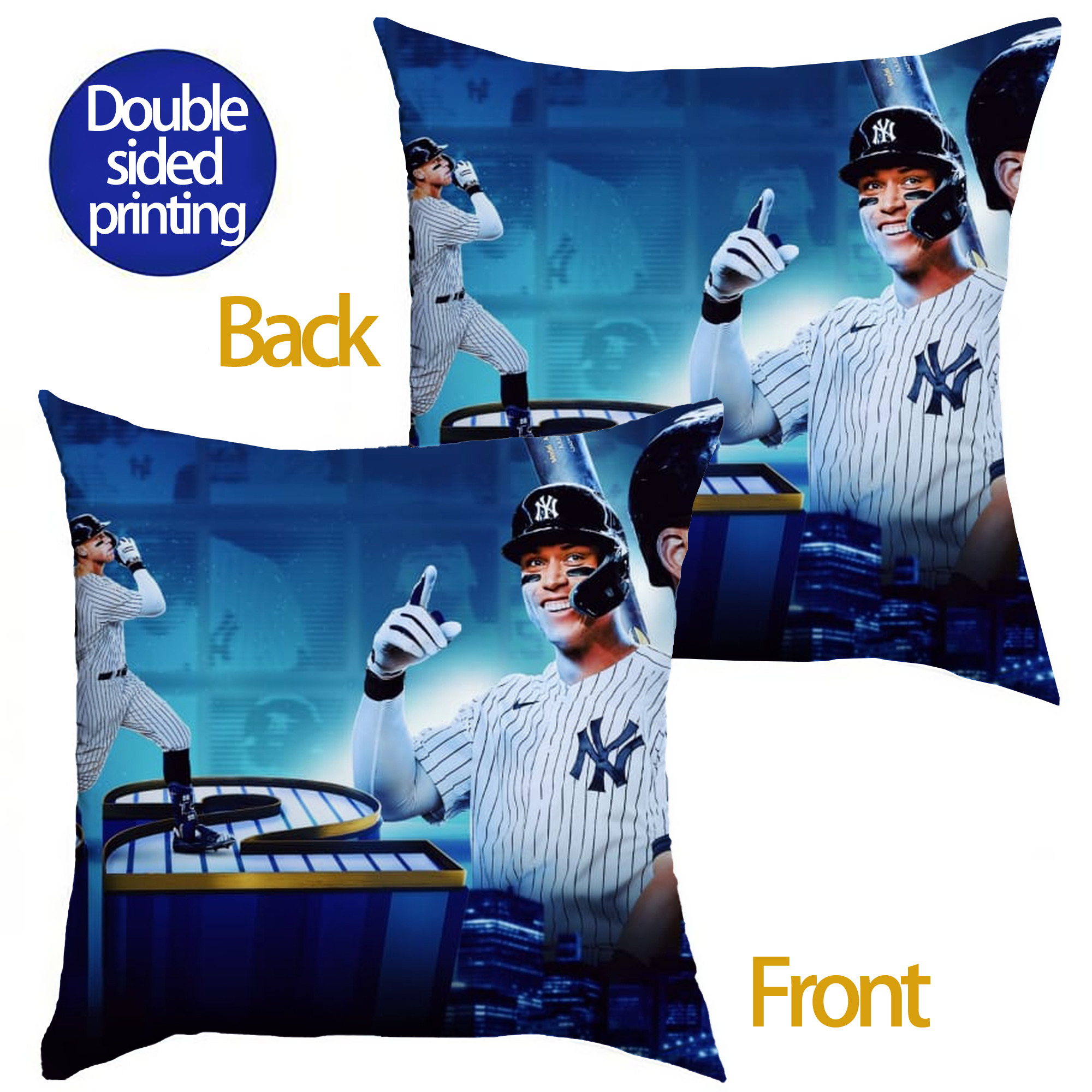 aaron judge 62nd home run Soft Polyester Pillow Cover With Insert – Double-Sided Design, Invisible Zipper, Durable & Breathable – Easy Care Cushion Set