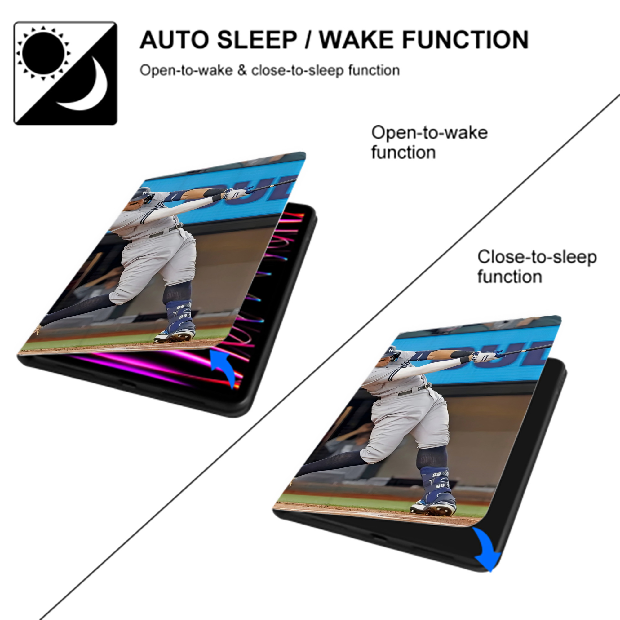 Aaron Judge 62nd Home Run IPad Case Without Pencil Slot – Book-Style Cover With PU Leather & TPU – Slim, Durable, Scratch-Resistant, Full Protection & Easy Access