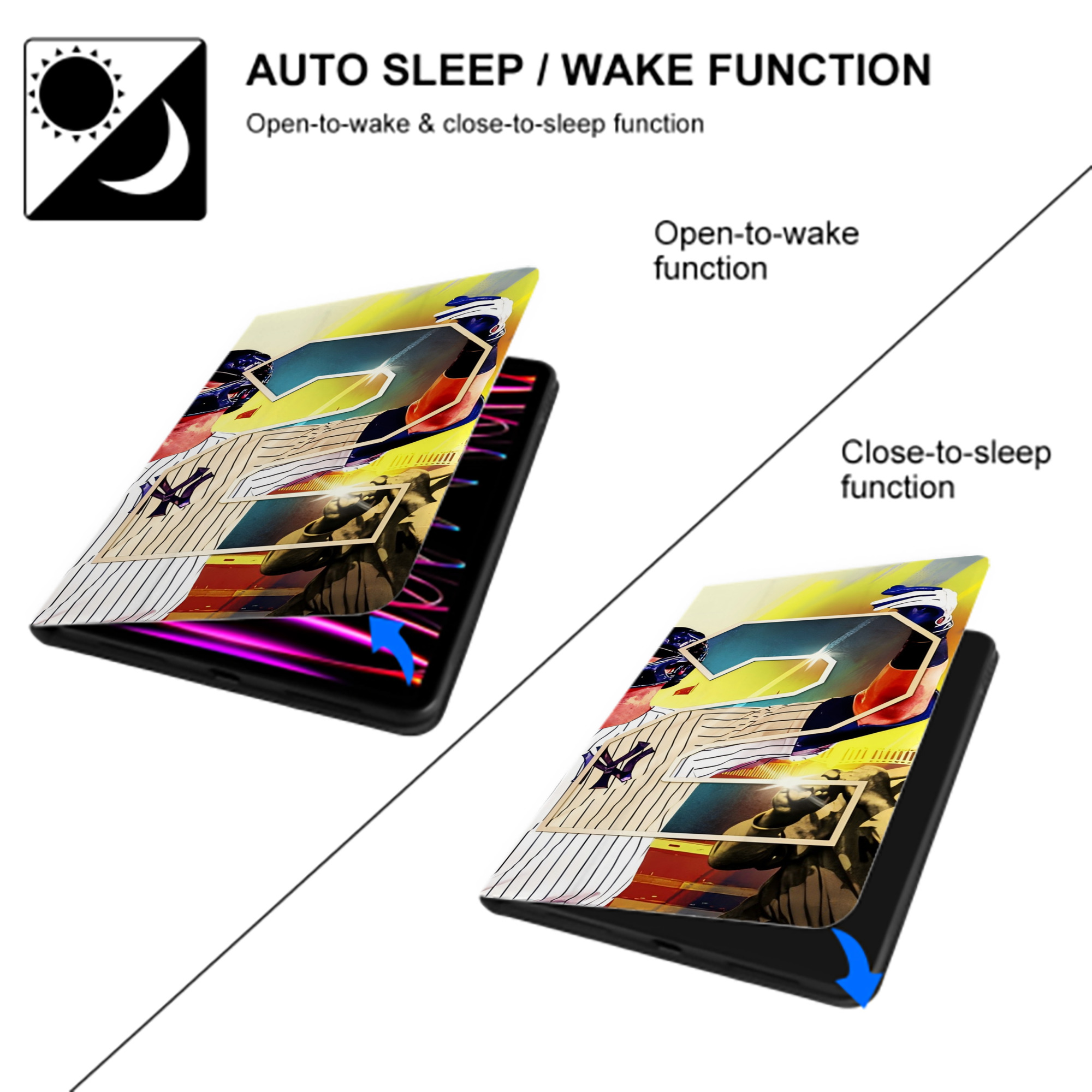 Aaron Judge 62nd Home Run IPad Case Without Pencil Slot – Book-Style Cover With PU Leather & TPU – Slim, Durable, Scratch-Resistant, Full Protection & Easy Access