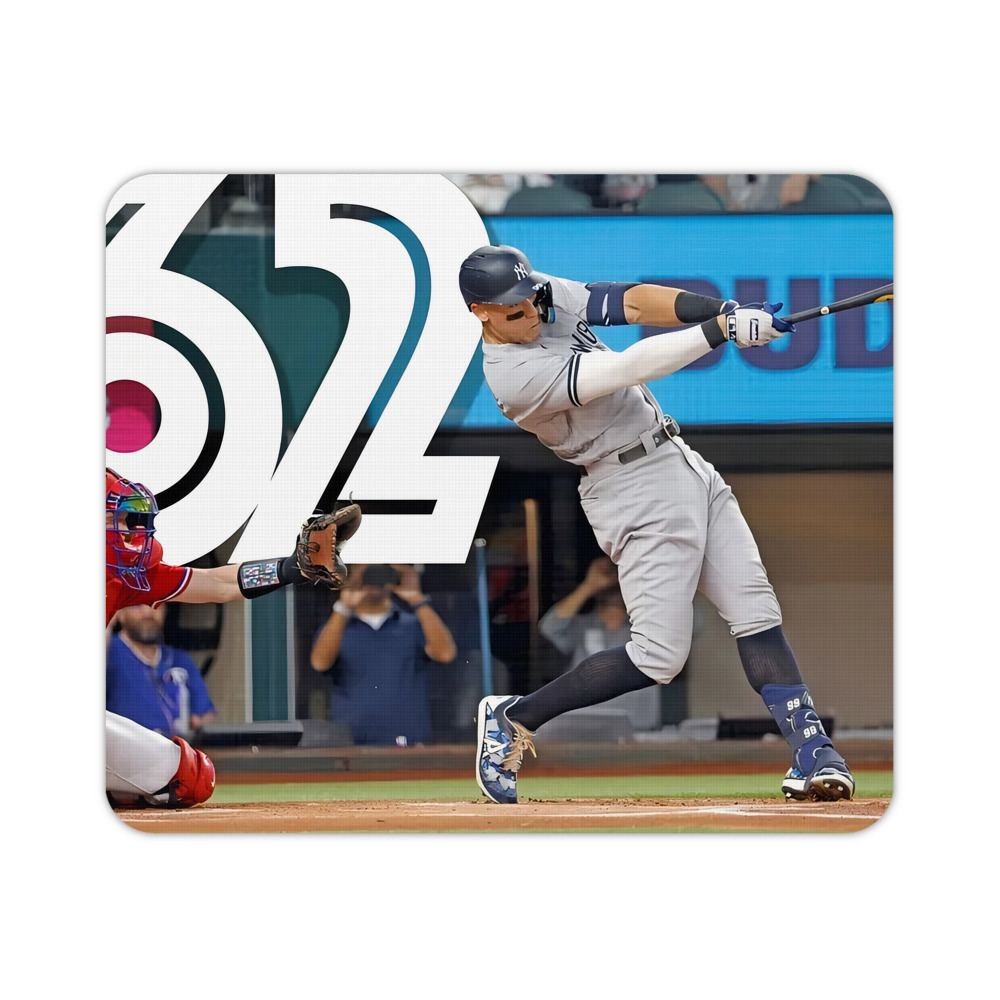 Aaron Judge 62nd Home Run Durable Rubber Mouse Pad With Stitched Edges, Waterproof, Non-Slip Surface, Ultra-Thin Design For Gaming, Office