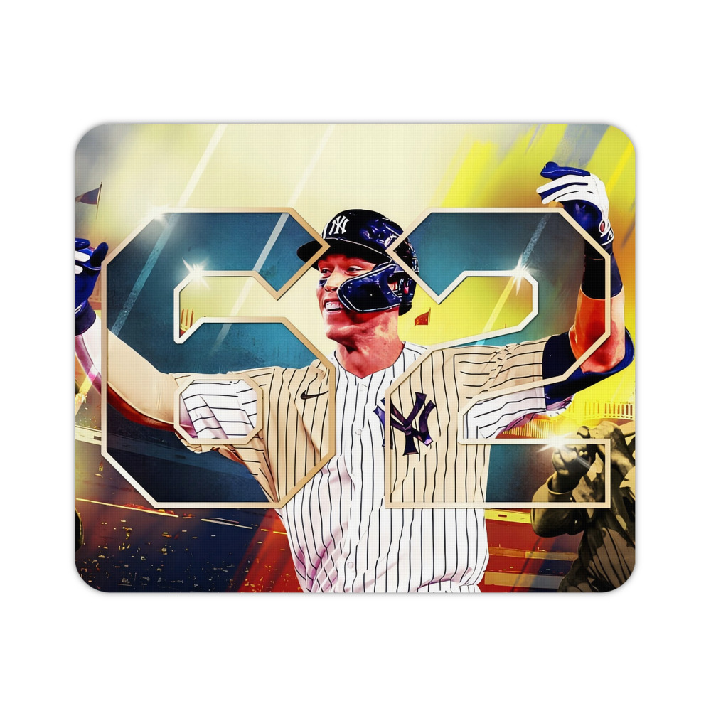 Aaron Judge 62nd Home Run Durable Rubber Mouse Pad With Stitched Edges, Waterproof, Non-Slip Surface, Ultra-Thin Design For Gaming, Office