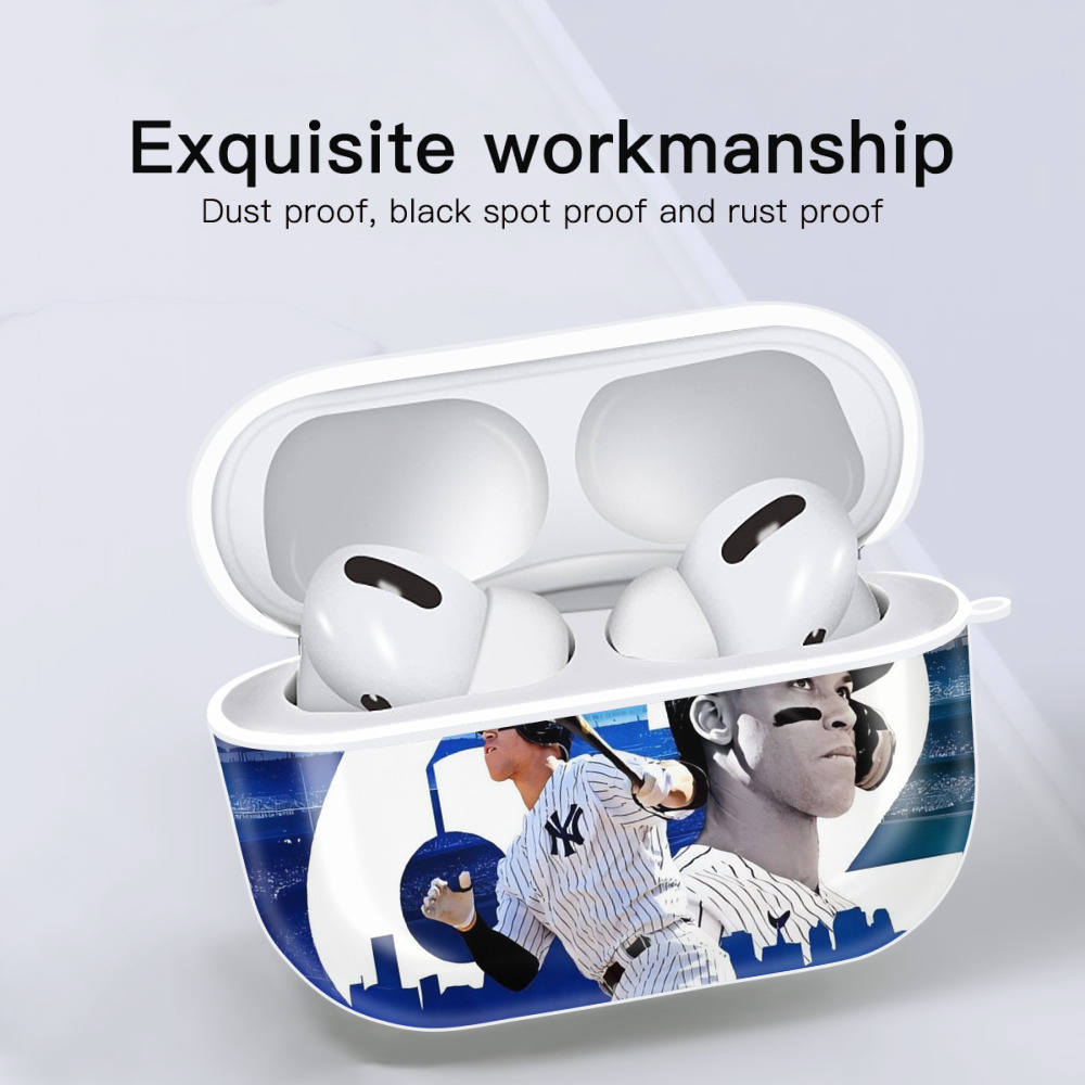 Aaron Judge 62 Home Runs AirPods Pro Hard Case White With Keychain, Durable Flexible PC, Precise Cutouts, Anti-Fingerprint, Yellowing & Scratch Resistant, Full Protection, Washable