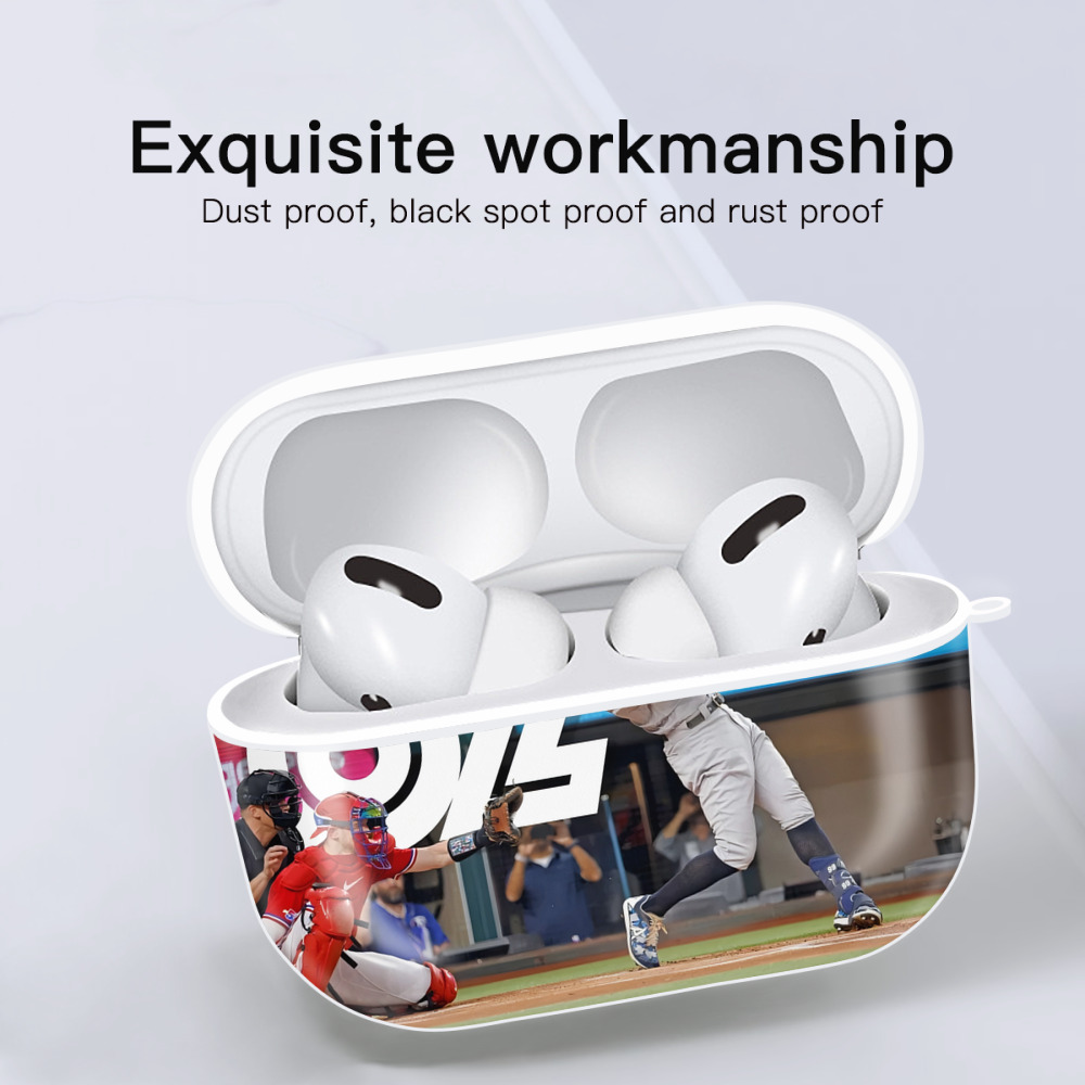 Aaron Judge 62nd Home Run AirPods Pro Hard Case White With Keychain, Durable Flexible PC, Precise Cutouts, Anti-Fingerprint, Yellowing & Scratch Resistant, Full Protection, Washable