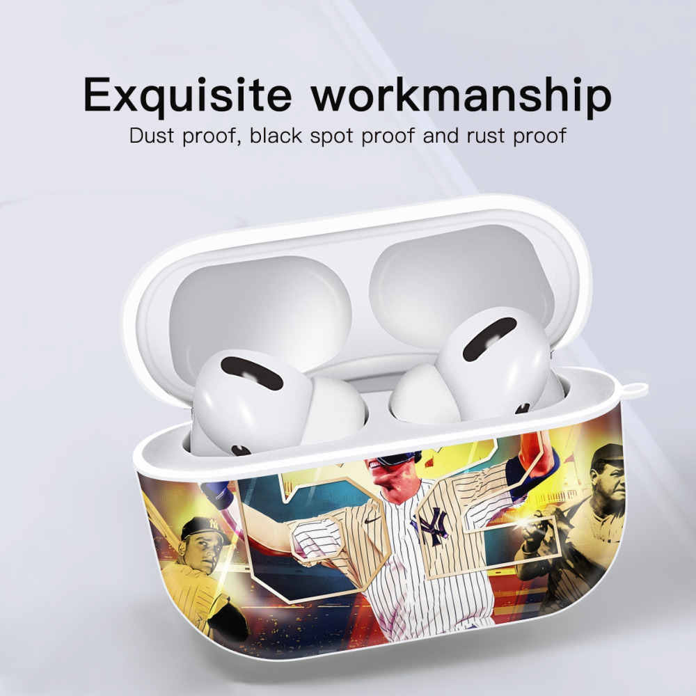 Aaron Judge 62nd Home Run AirPods Pro Hard Case White With Keychain, Durable Flexible PC, Precise Cutouts, Anti-Fingerprint, Yellowing & Scratch Resistant, Full Protection, Washable