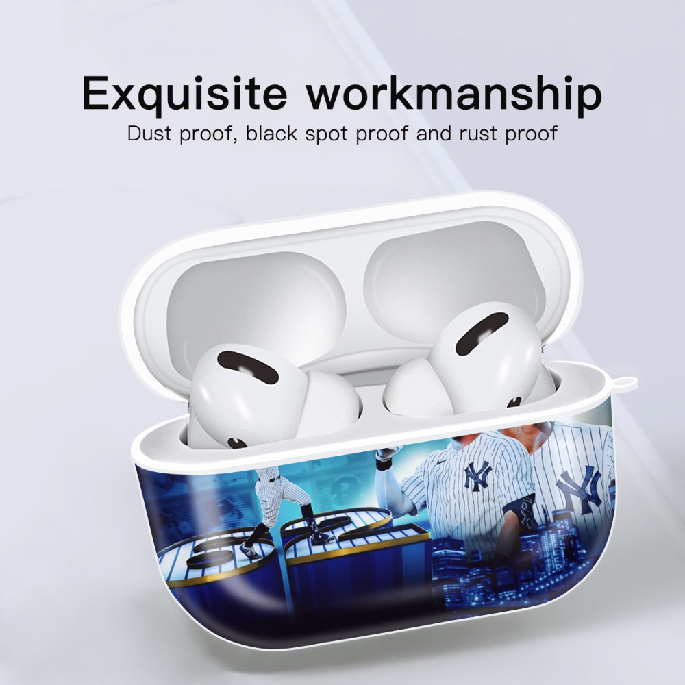 aaron judge 62nd home run AirPods Pro Hard Case White With Keychain, Durable Flexible PC, Precise Cutouts, Anti-Fingerprint, Yellowing & Scratch Resistant, Full Protection, Washable