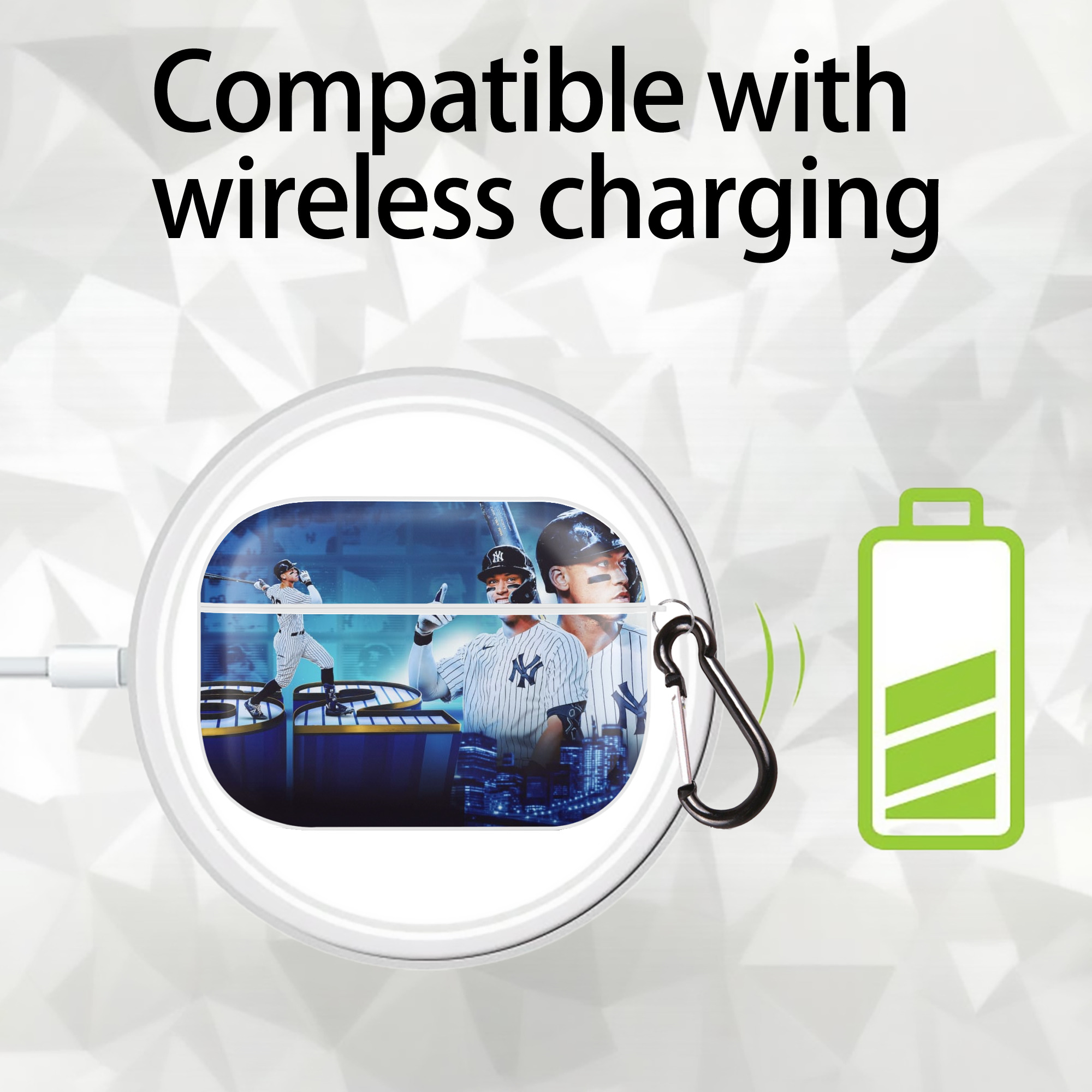 aaron judge 62nd home run AirPods Pro Hard Case White With Keychain, Durable Flexible PC, Precise Cutouts, Anti-Fingerprint, Yellowing & Scratch Resistant, Full Protection, Washable