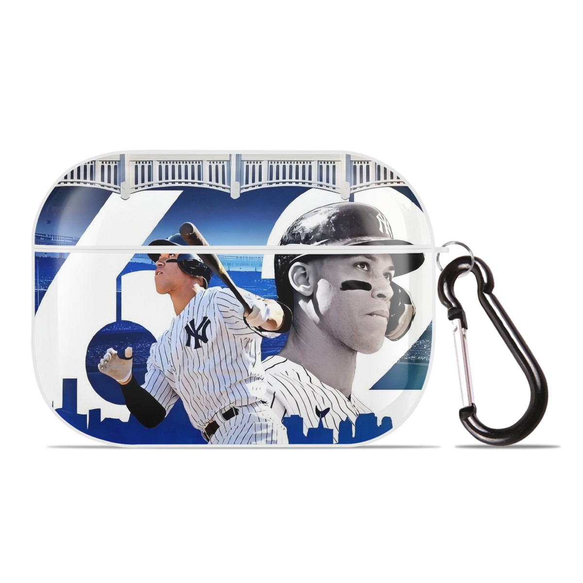 Aaron Judge 62 Home Runs AirPods Pro Hard Case White With Keychain, Durable Flexible PC, Precise Cutouts, Anti-Fingerprint, Yellowing & Scratch Resistant, Full Protection, Washable
