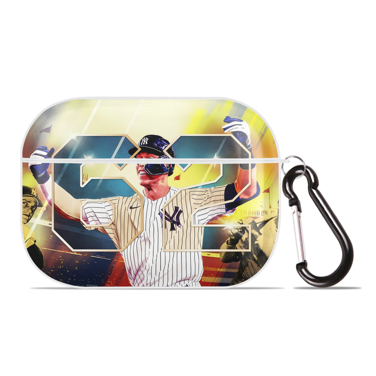 Aaron Judge 62nd Home Run AirPods Pro Hard Case White With Keychain, Durable Flexible PC, Precise Cutouts, Anti-Fingerprint, Yellowing & Scratch Resistant, Full Protection, Washable