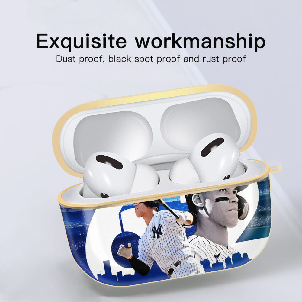 Aaron Judge 62 Home Runs Luxury Gold AirPods Pro Case With Keychain, Flexible PC Material, Full Protection, Precise Cutouts, Anti-Fingerprint, Washable, Durable Design