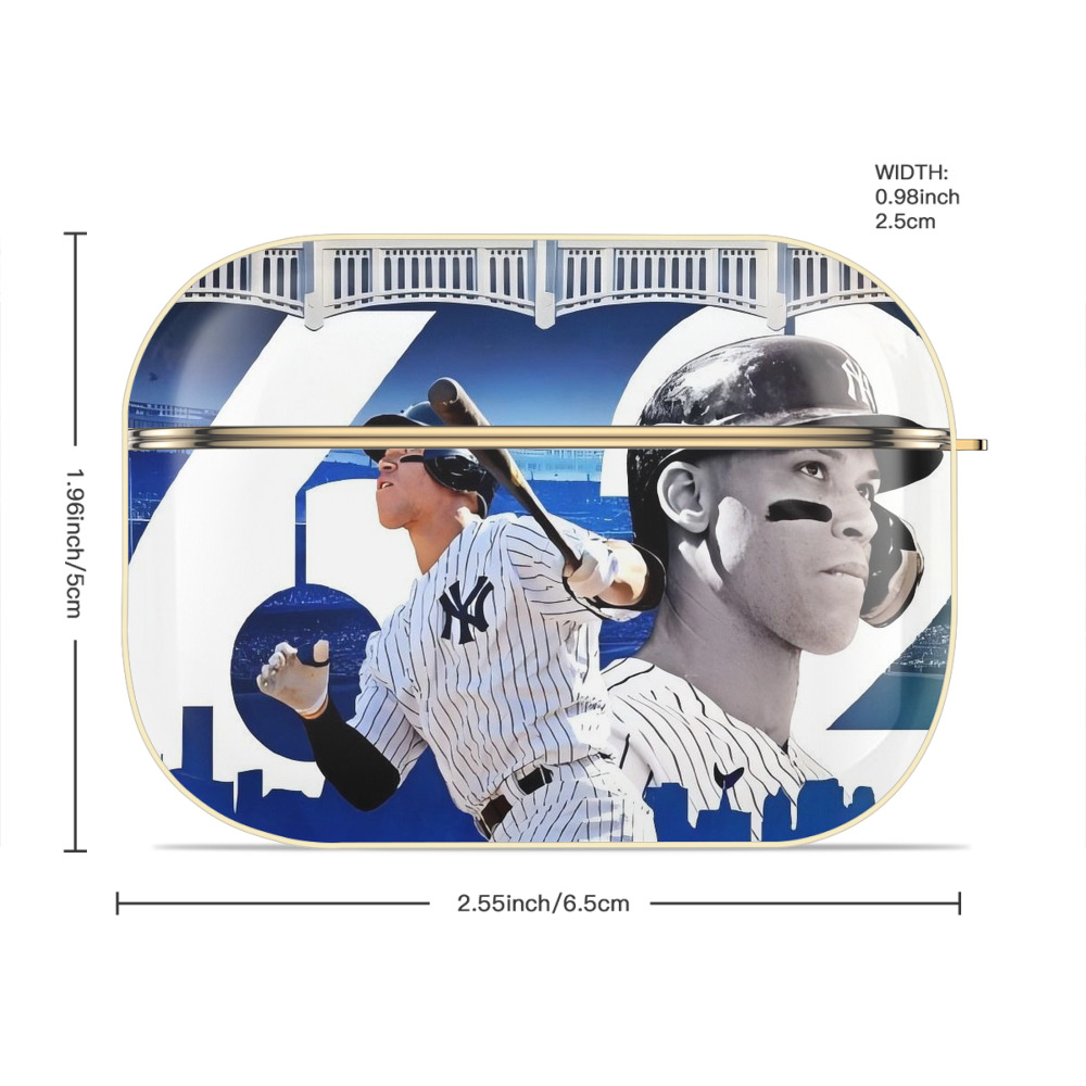 Aaron Judge 62 Home Runs Luxury Gold AirPods Pro Case With Keychain, Flexible PC Material, Full Protection, Precise Cutouts, Anti-Fingerprint, Washable, Durable Design