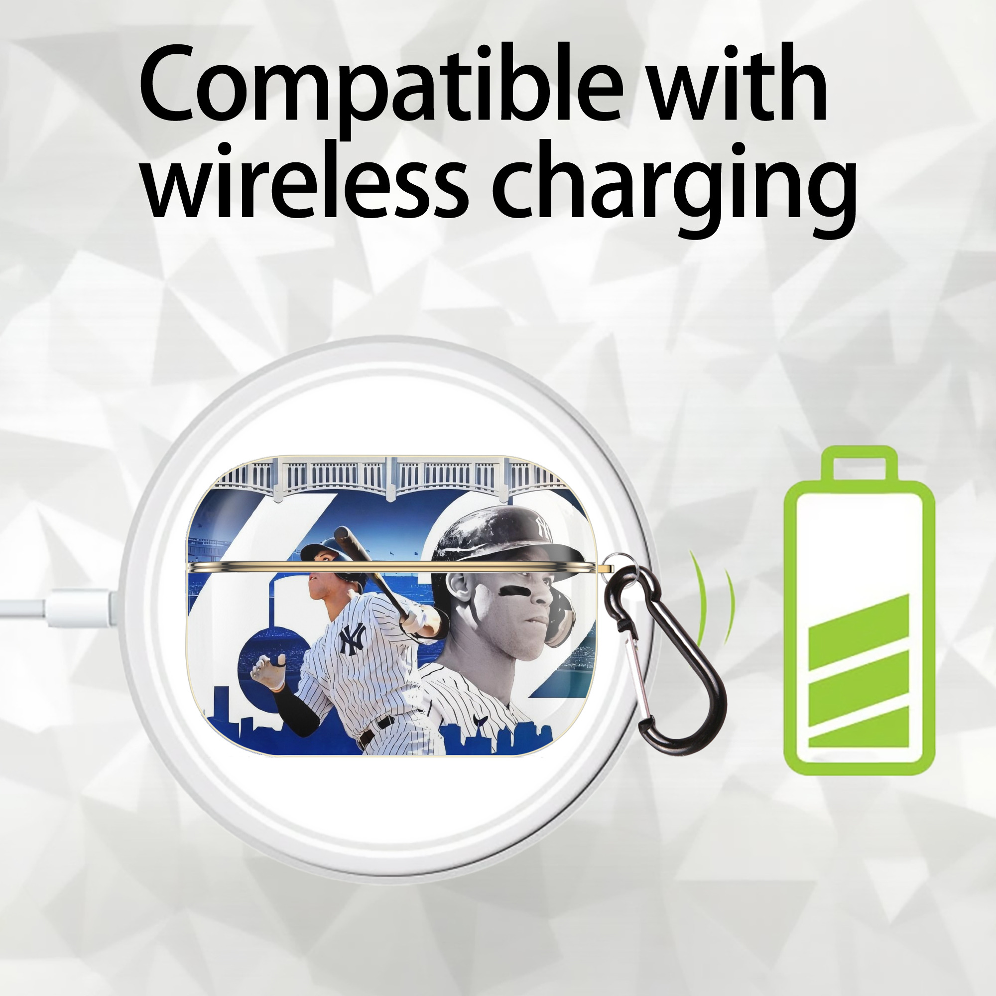 Aaron Judge 62 Home Runs Luxury Gold AirPods Pro Case With Keychain, Flexible PC Material, Full Protection, Precise Cutouts, Anti-Fingerprint, Washable, Durable Design