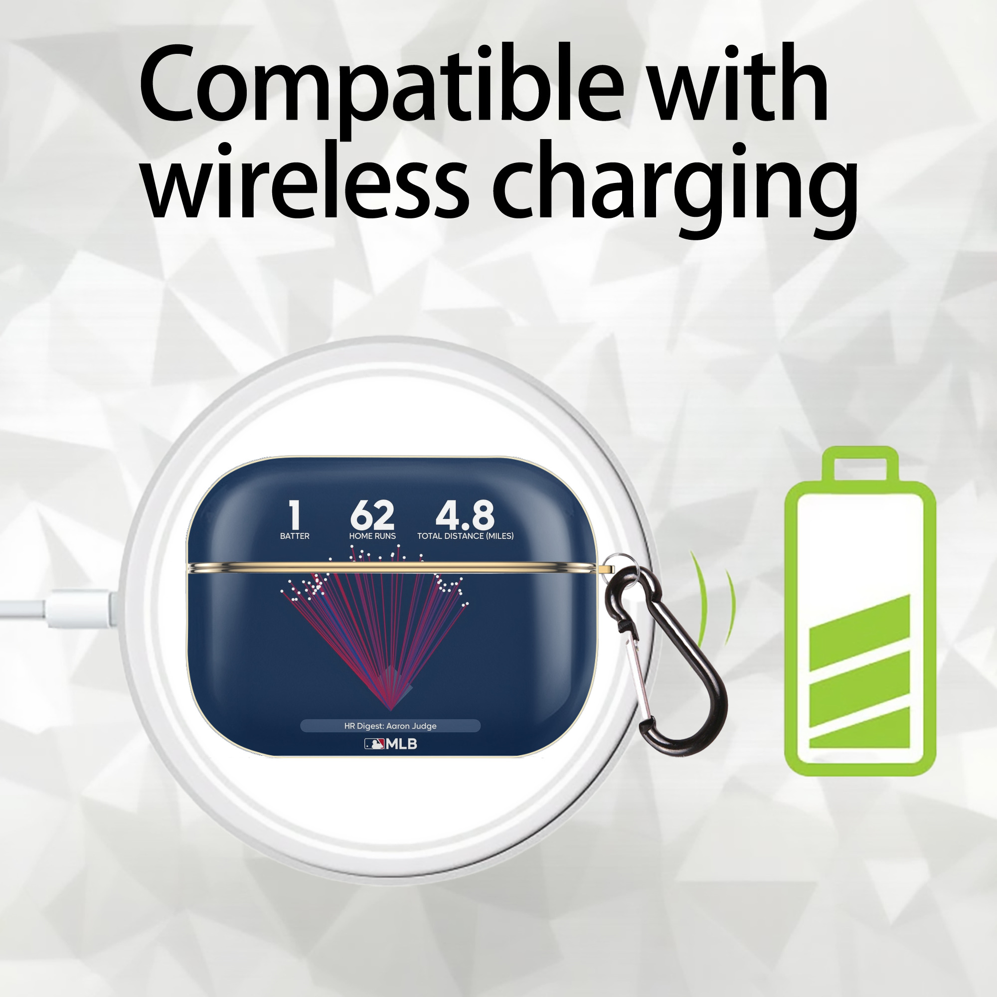 Aaron Judge 62HR Digest Luxury Gold AirPods Pro Case With Keychain, Flexible PC Material, Full Protection, Precise Cutouts, Anti-Fingerprint, Washable, Durable Design