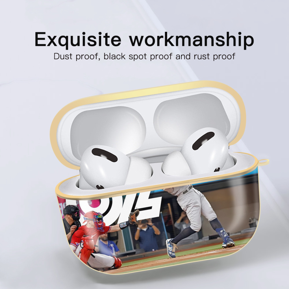 Aaron Judge 62nd Home Run Luxury Gold AirPods Pro Case With Keychain, Flexible PC Material, Full Protection, Precise Cutouts, Anti-Fingerprint, Washable, Durable Design