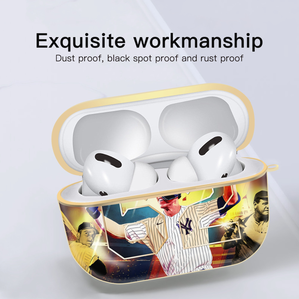 Aaron Judge 62nd Home Run Luxury Gold AirPods Pro Case With Keychain, Flexible PC Material, Full Protection, Precise Cutouts, Anti-Fingerprint, Washable, Durable Design