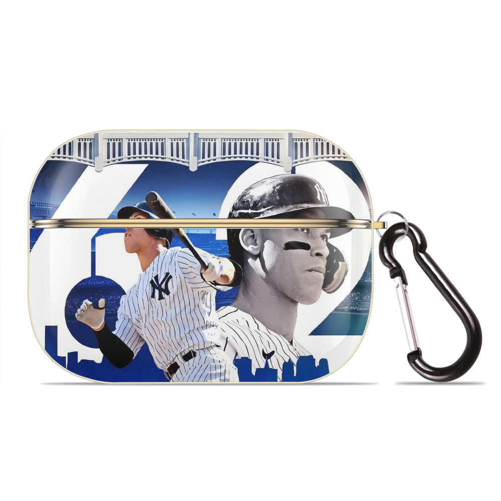 Aaron Judge 62 Home Runs Luxury Gold AirPods Pro Case With Keychain, Flexible PC Material, Full Protection, Precise Cutouts, Anti-Fingerprint, Washable, Durable Design
