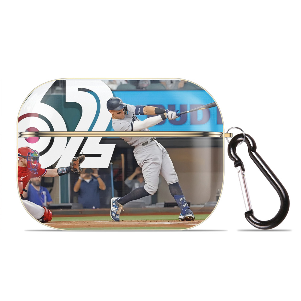 Aaron Judge 62nd Home Run Luxury Gold AirPods Pro Case With Keychain, Flexible PC Material, Full Protection, Precise Cutouts, Anti-Fingerprint, Washable, Durable Design