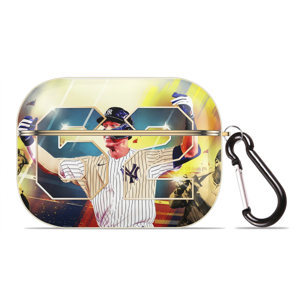 Aaron Judge 62nd Home Run Luxury Gold AirPods Pro Case With Keychain, Flexible PC Material, Full Protection, Precise Cutouts, Anti-Fingerprint, Washable, Durable Design