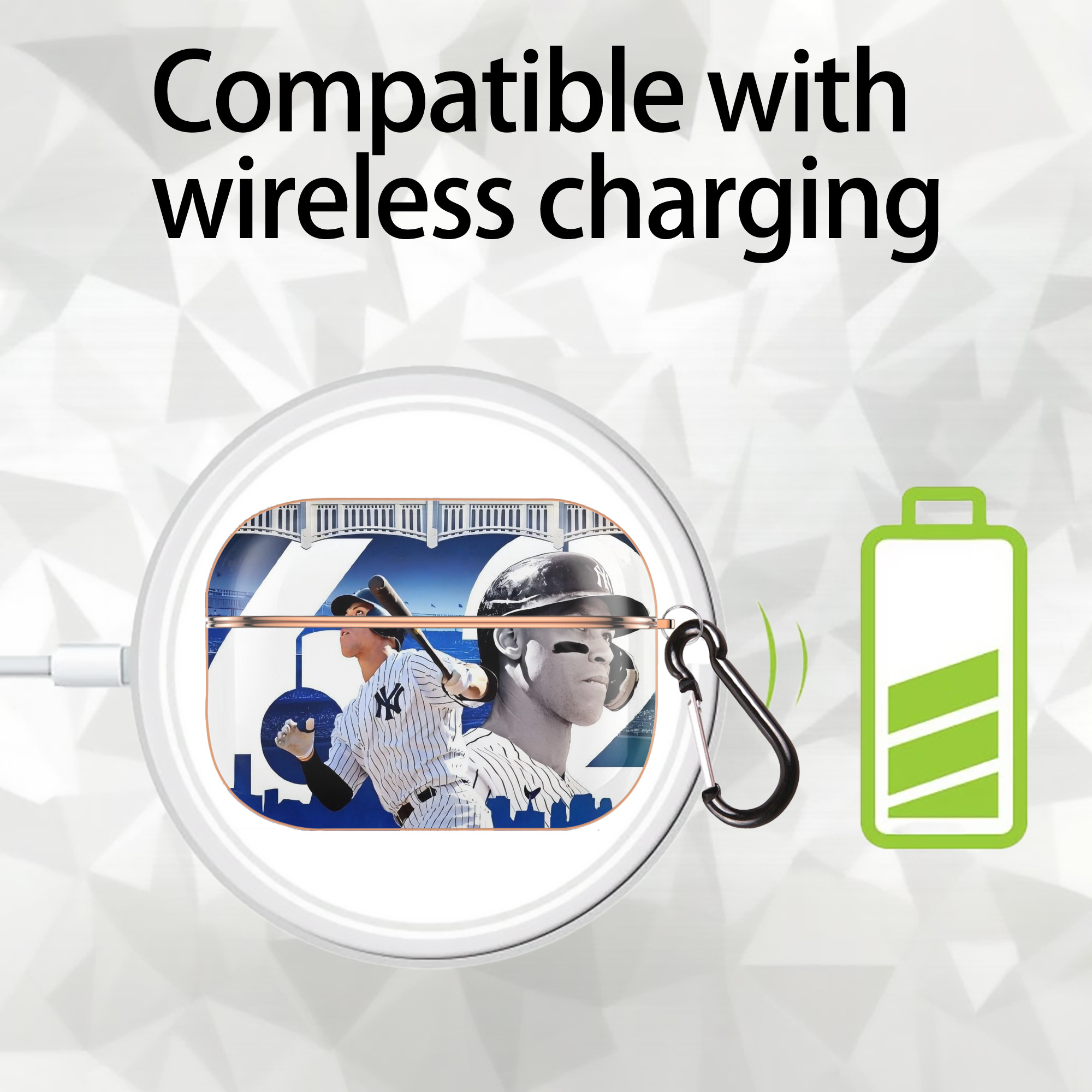 Aaron Judge 62 Home Runs AirPods Pro Protective Case Rose Gold, Flexible PC Material, Precise Fit, Anti-Slip Cover, Full Protection, Fingerprint Resistant, Washable With Keychain