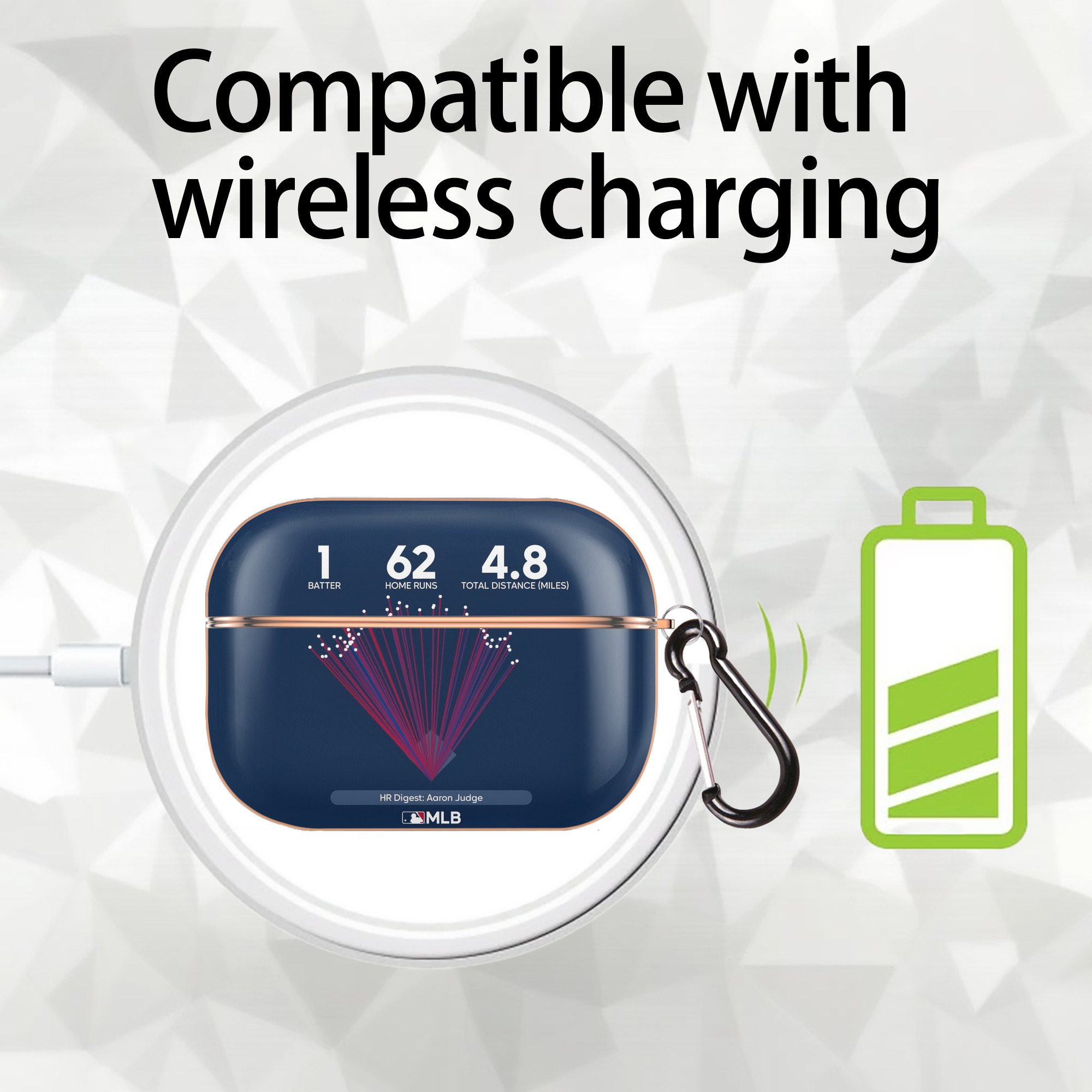 Aaron Judge 62HR Digest AirPods Pro Protective Case Rose Gold, Flexible PC Material, Precise Fit, Anti-Slip Cover, Full Protection, Fingerprint Resistant, Washable With Keychain