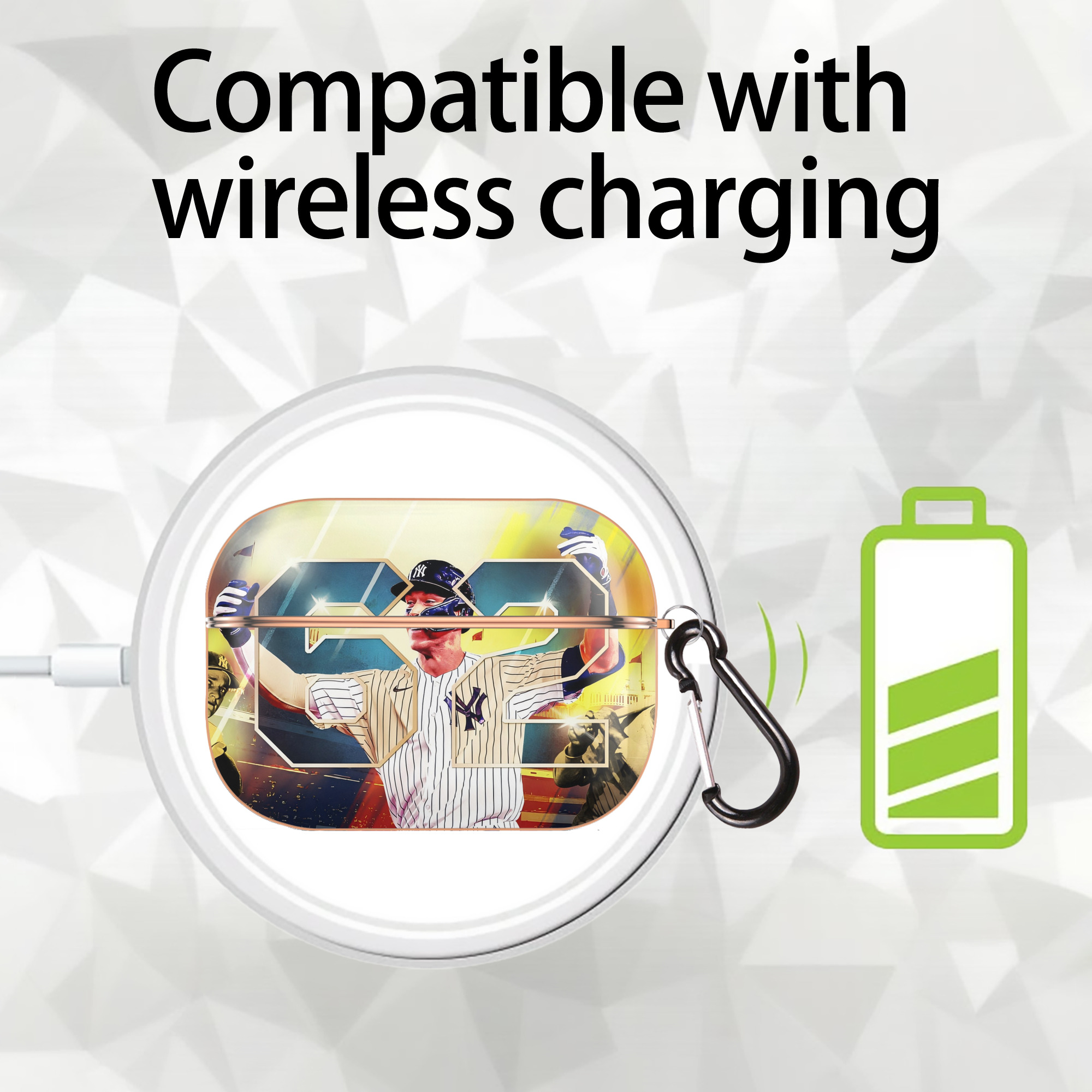 Aaron Judge 62nd Home Run AirPods Pro Protective Case Rose Gold, Flexible PC Material, Precise Fit, Anti-Slip Cover, Full Protection, Fingerprint Resistant, Washable With Keychain