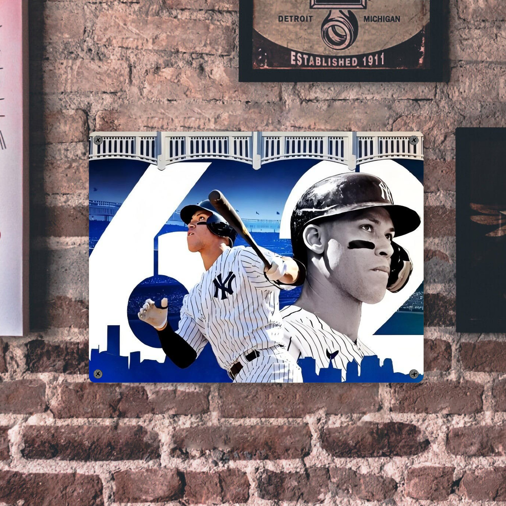 Aaron Judge 62 Home Runs Vintage Metal Tin Sign 16x12 – Full-Print Iron Wall Decor – Durable, Fade-Resistant – Easy To Hang – Ideal For Home, Bar, Kitchen & Office Decor