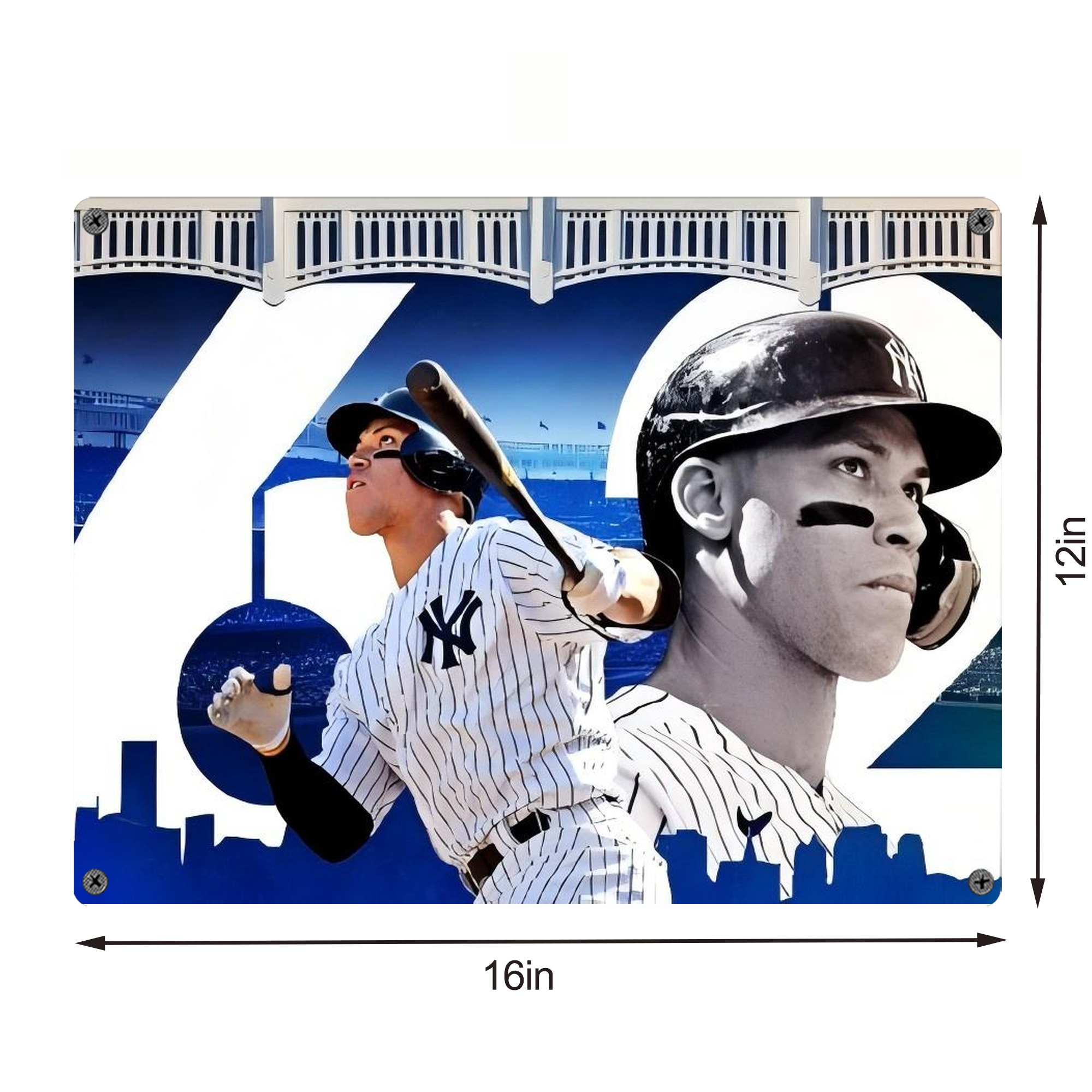 Aaron Judge 62 Home Runs Vintage Metal Tin Sign 16x12 – Full-Print Iron Wall Decor – Durable, Fade-Resistant – Easy To Hang – Ideal For Home, Bar, Kitchen & Office Decor
